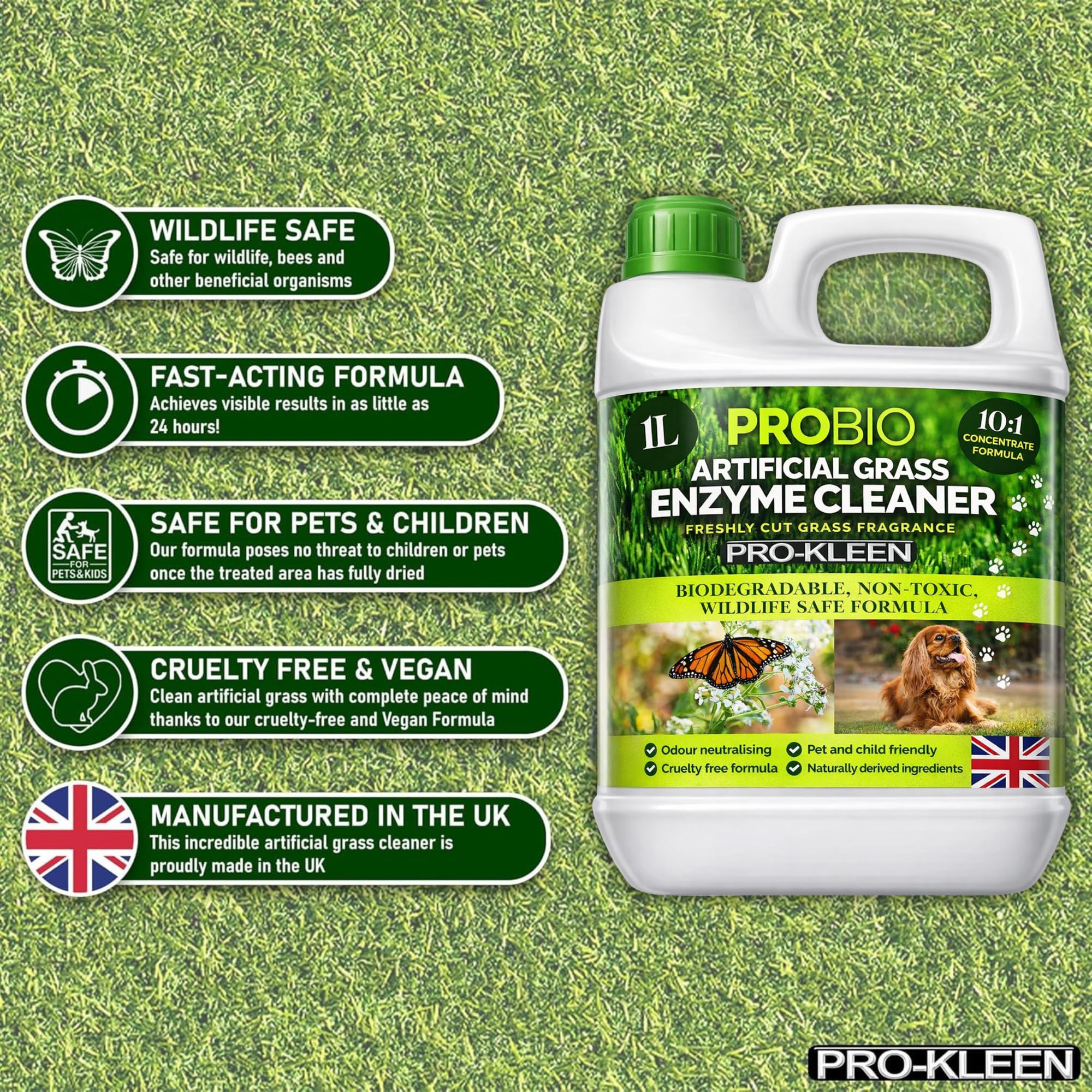 Pro-Kleen Artificial Grass Cleaner Probiotic Deodoriser - 1L | Fresh Cut Grass Scent | Pet & Wildlife Safe 2