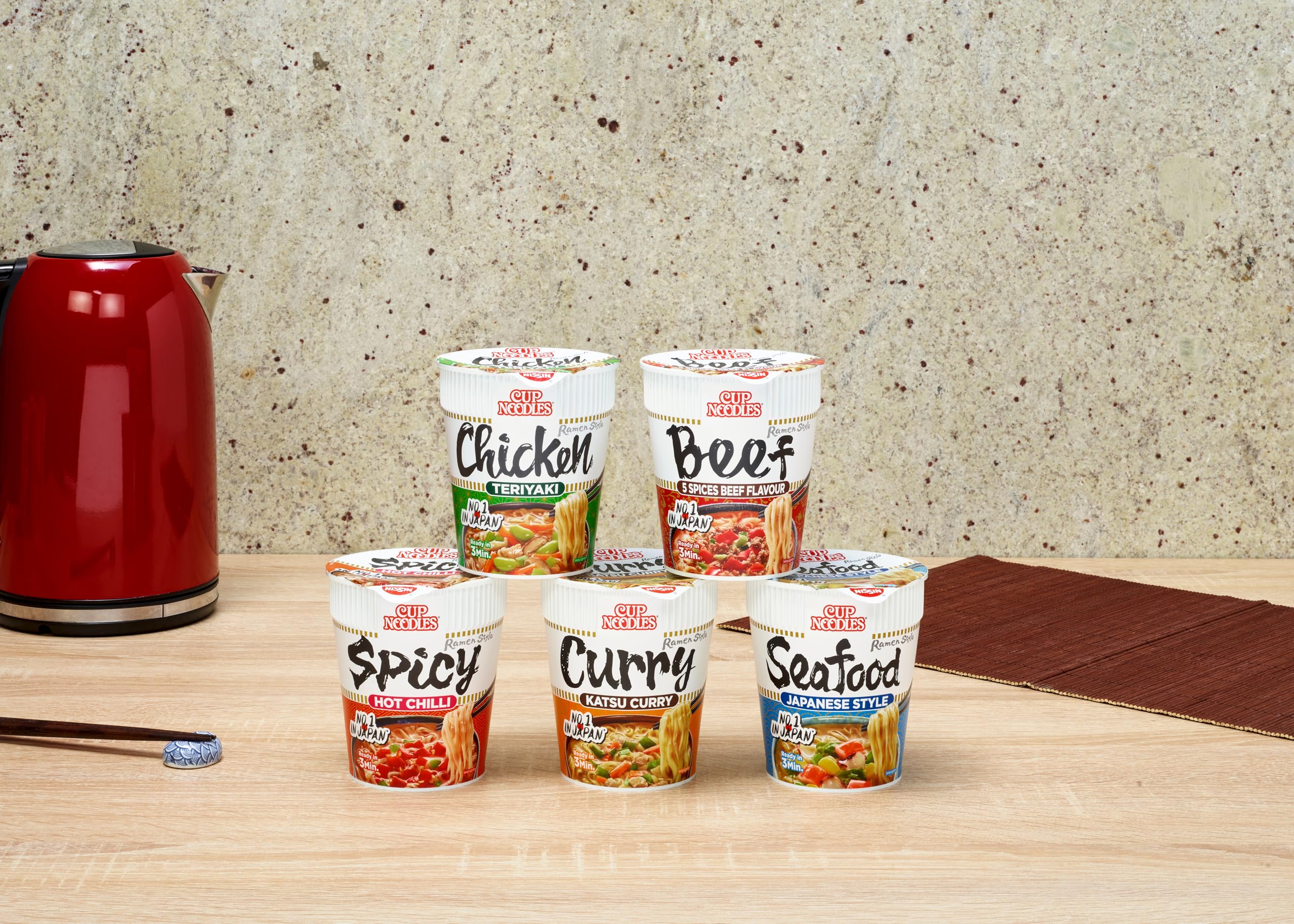 NISSIN Cup Noodles Chicken Teriyaki Flavoured Instant Noodles - 70g Pot (Pack of 8) 8