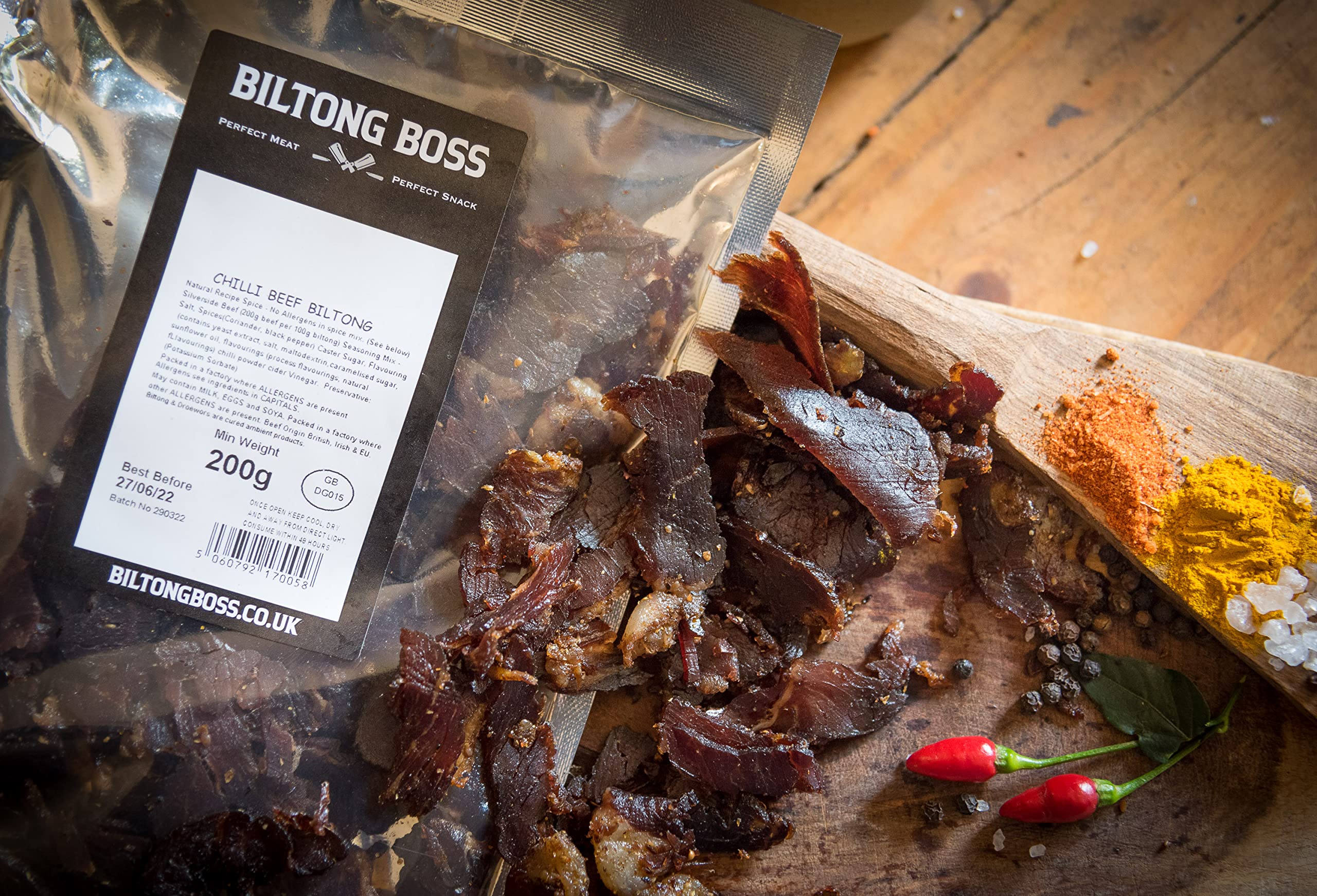 Biltong Boss Chilli Beef Biltong - High Protein Snack | 45.2g Protein per 100g | 200g Bag 4