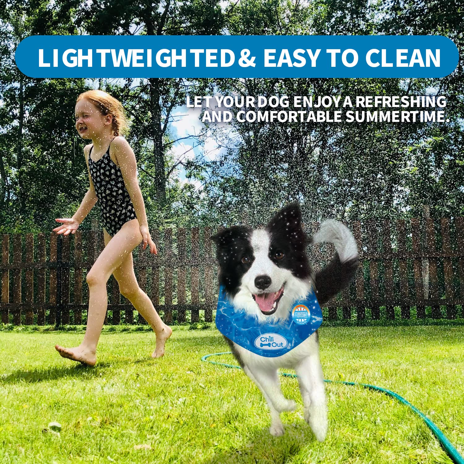 ALL FOR PAWS Chill Out Dog Ice Bandana - Instant Cooling Scarf for Summer | Blue, Large (Neck 44-52 cm) 9