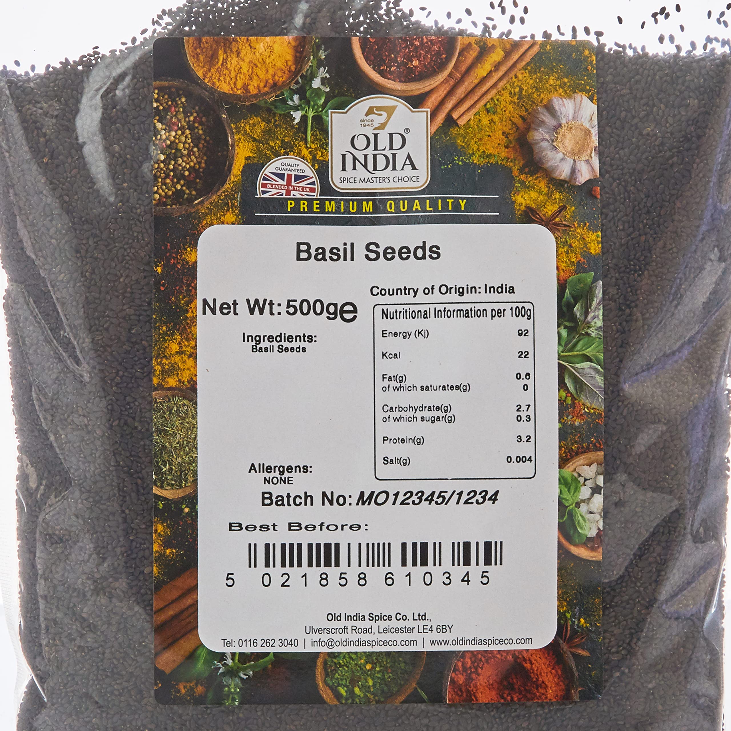 Old India Basil Seeds - 100% Natural Whole Spice | 500g Pack