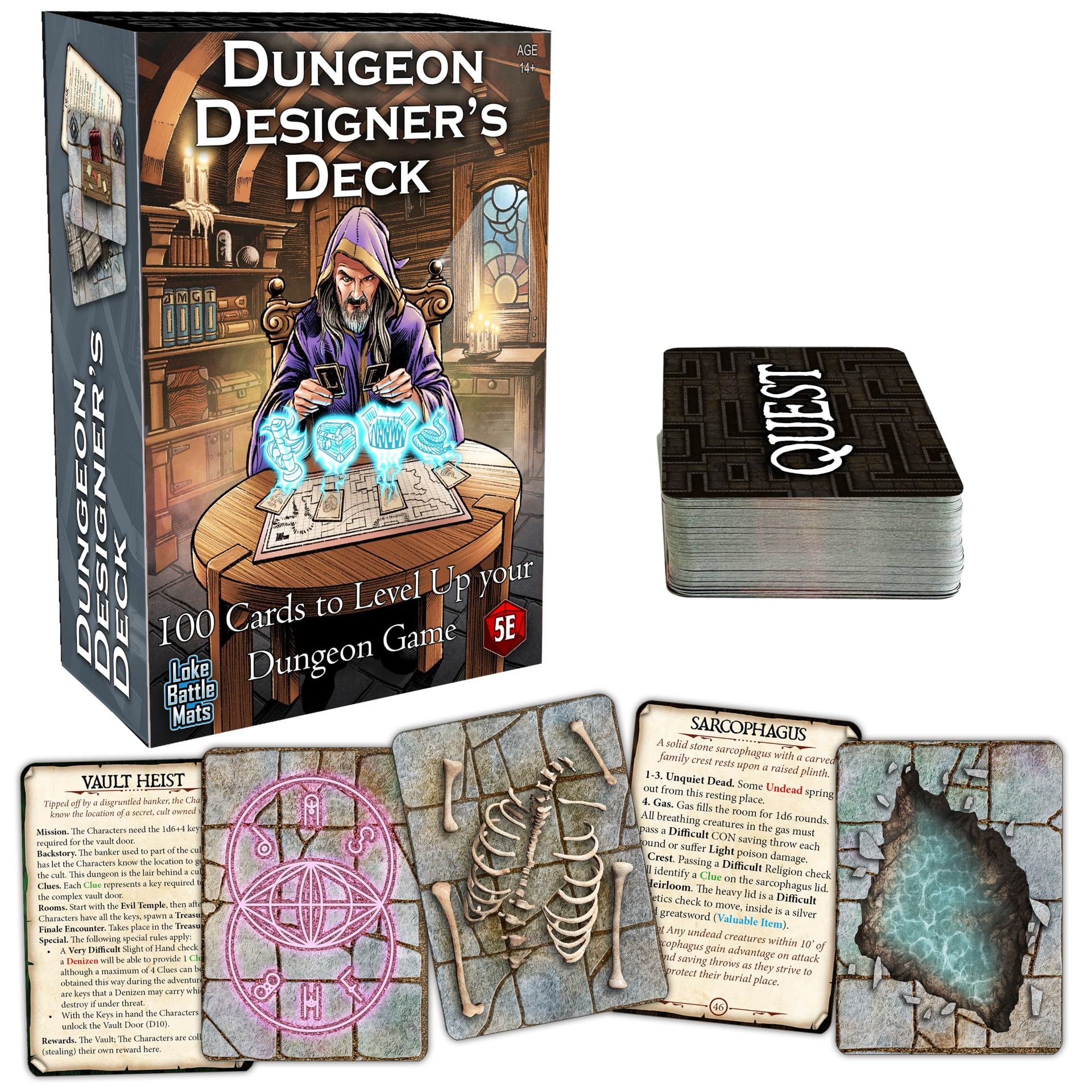 Loke BattleMats Dungeon Designer's Deck 100-Karten-Set für 5E-RPGs 5