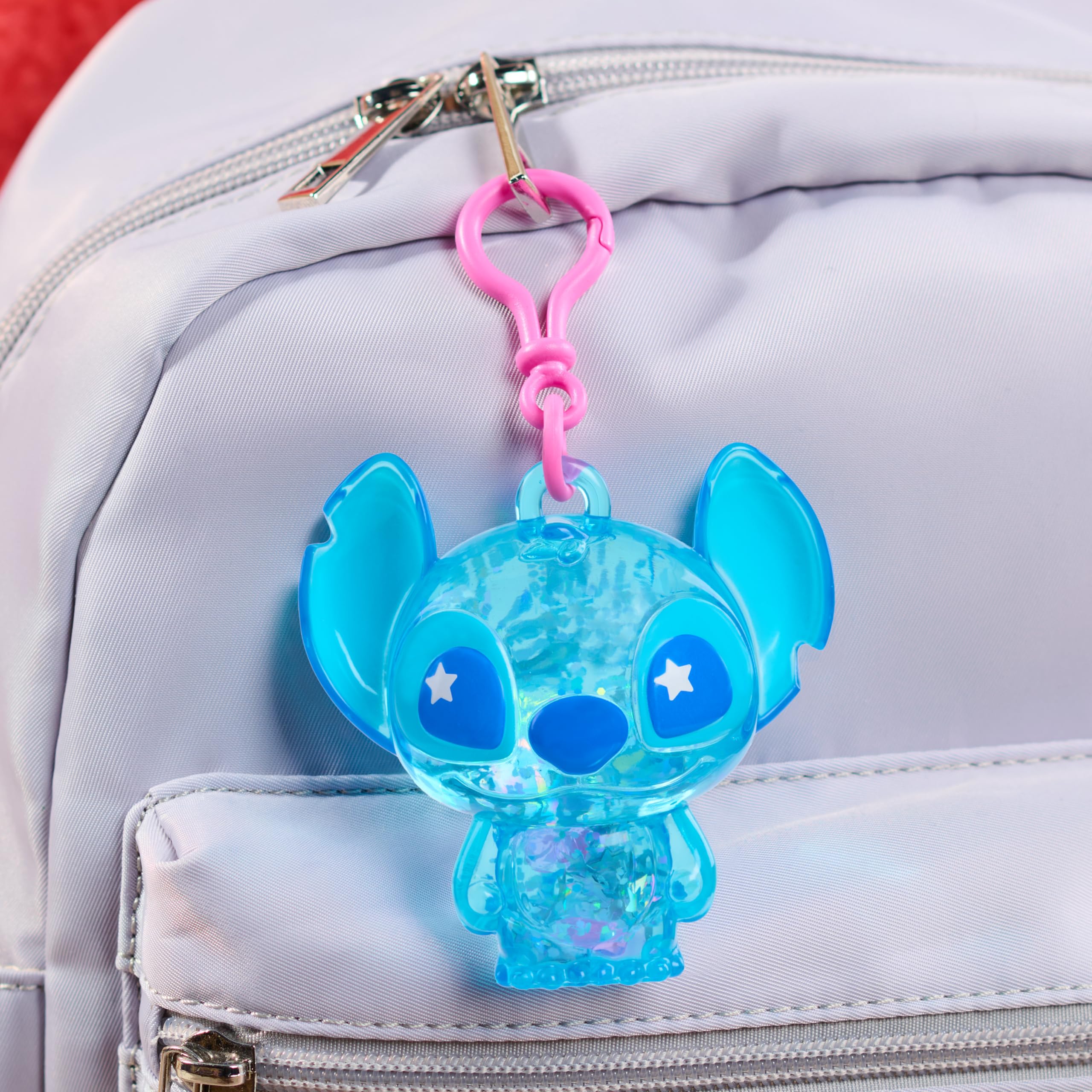 Just Play Disney Stitch Swirl-a-Stitch Figur zum Anklipsen, 7,6 cm großes, mit Flüssigkeit gefülltes Glitzerspielzeug mit bunten Perlen 6