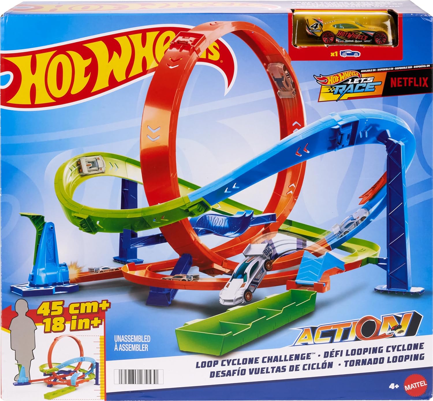 Hot Wheels Action Loop Cyclone Challenge Track Set - 2-in-1 Racing Playset for Kids 4+ 6