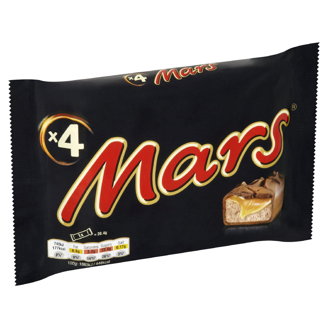 Mars Caramel, Nougat & Milk Chocolate Snack Bars Multipack, 4 x 39.4g
