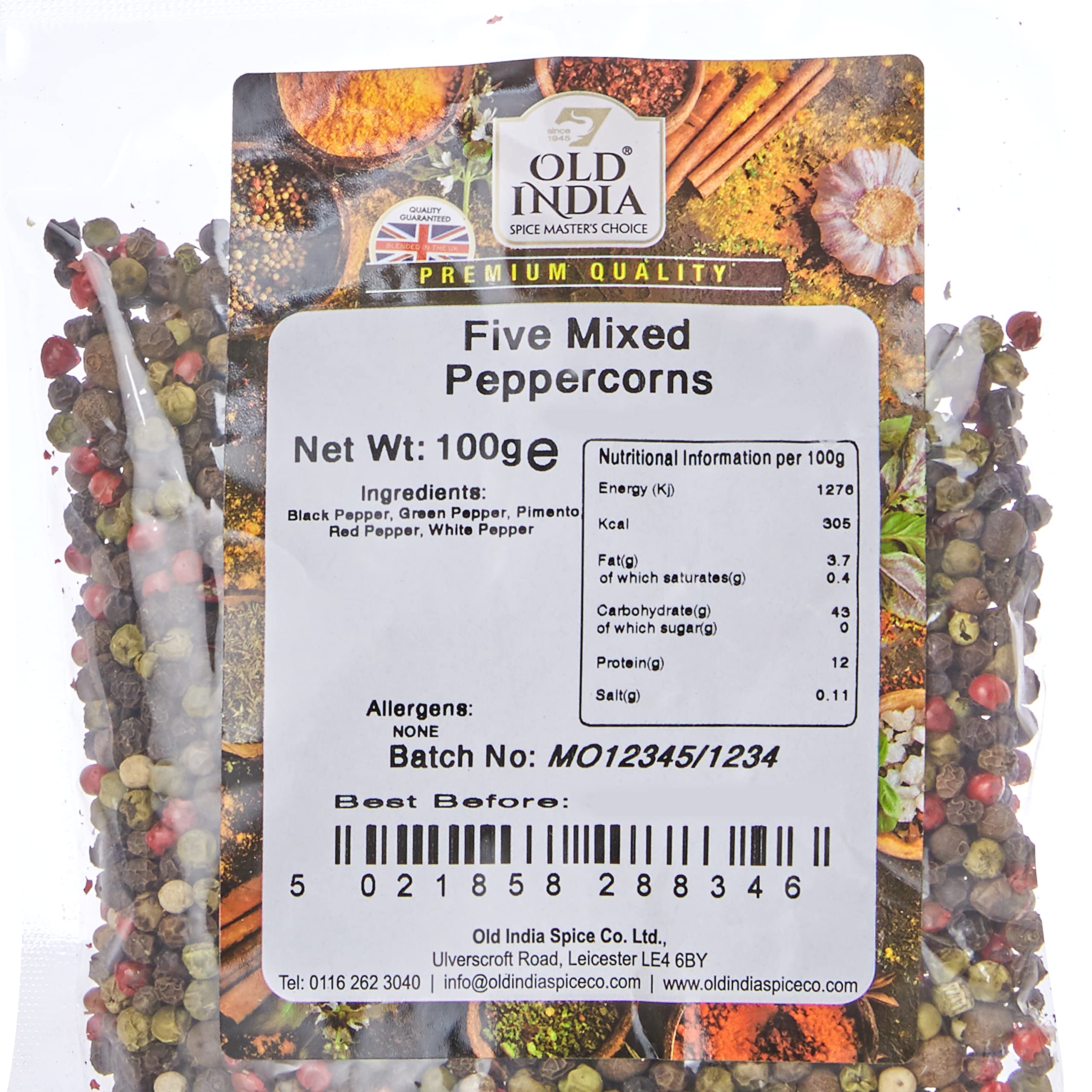 Old India Five Mixed Peppercorns - 100g Natural & Additive Free Spice Blend 2