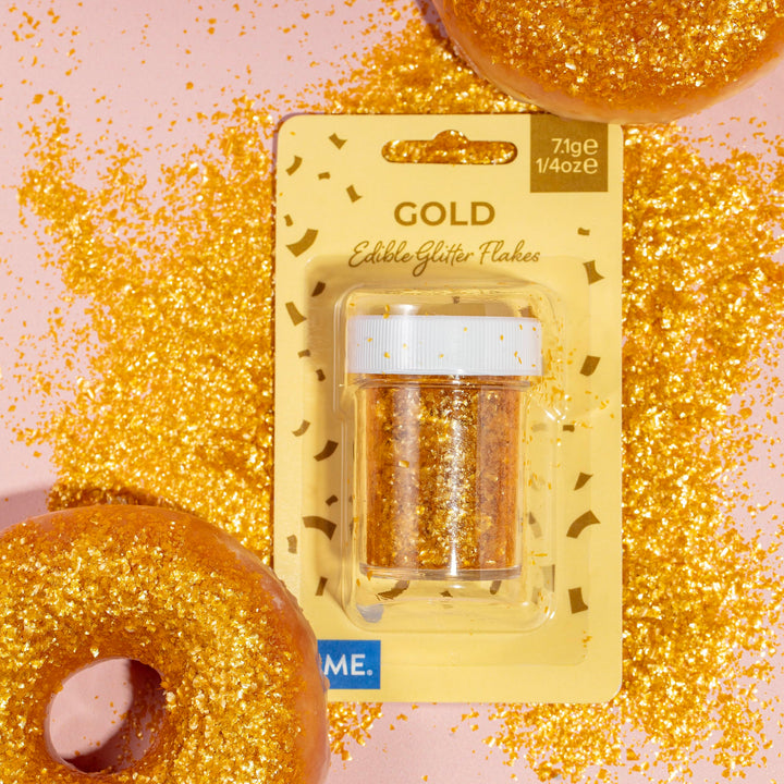 PME Gold Sparkling Glitter Flakes for Cake Decorating (7g) - Pack of 3