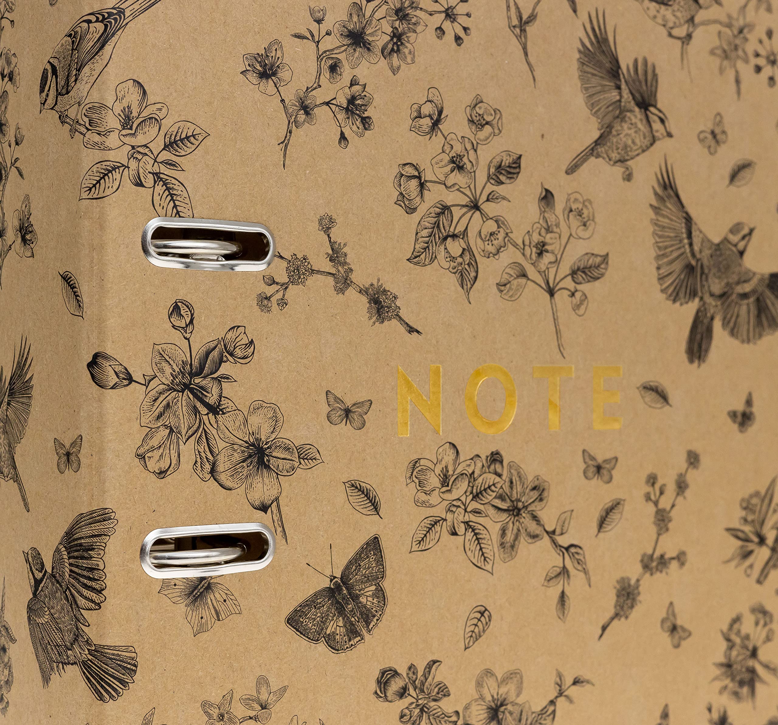 Interdruk Lever Arch File A4 75mm Kraft Paper Natural Brown Birds | 500 Sheet Capacity 2