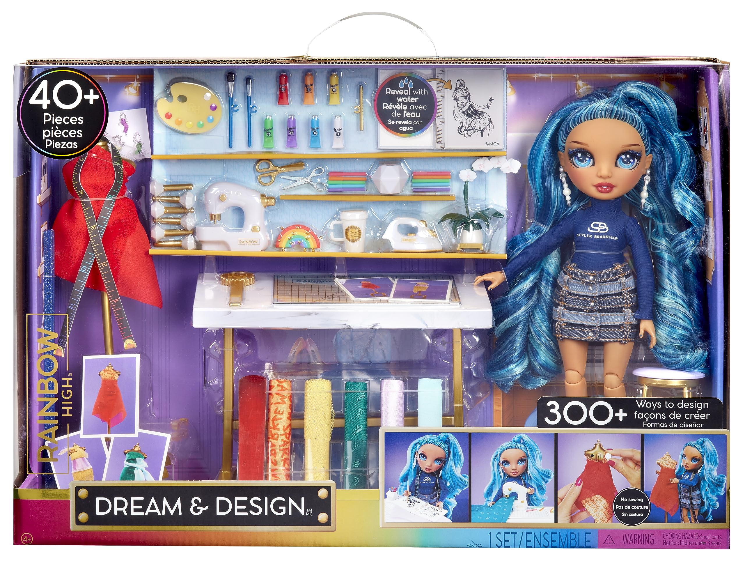 Rainbow High Dream & Design Fashion Studio Playset with Skyler Bradshaw Doll - No Sew Fashion Kit for Kids 1