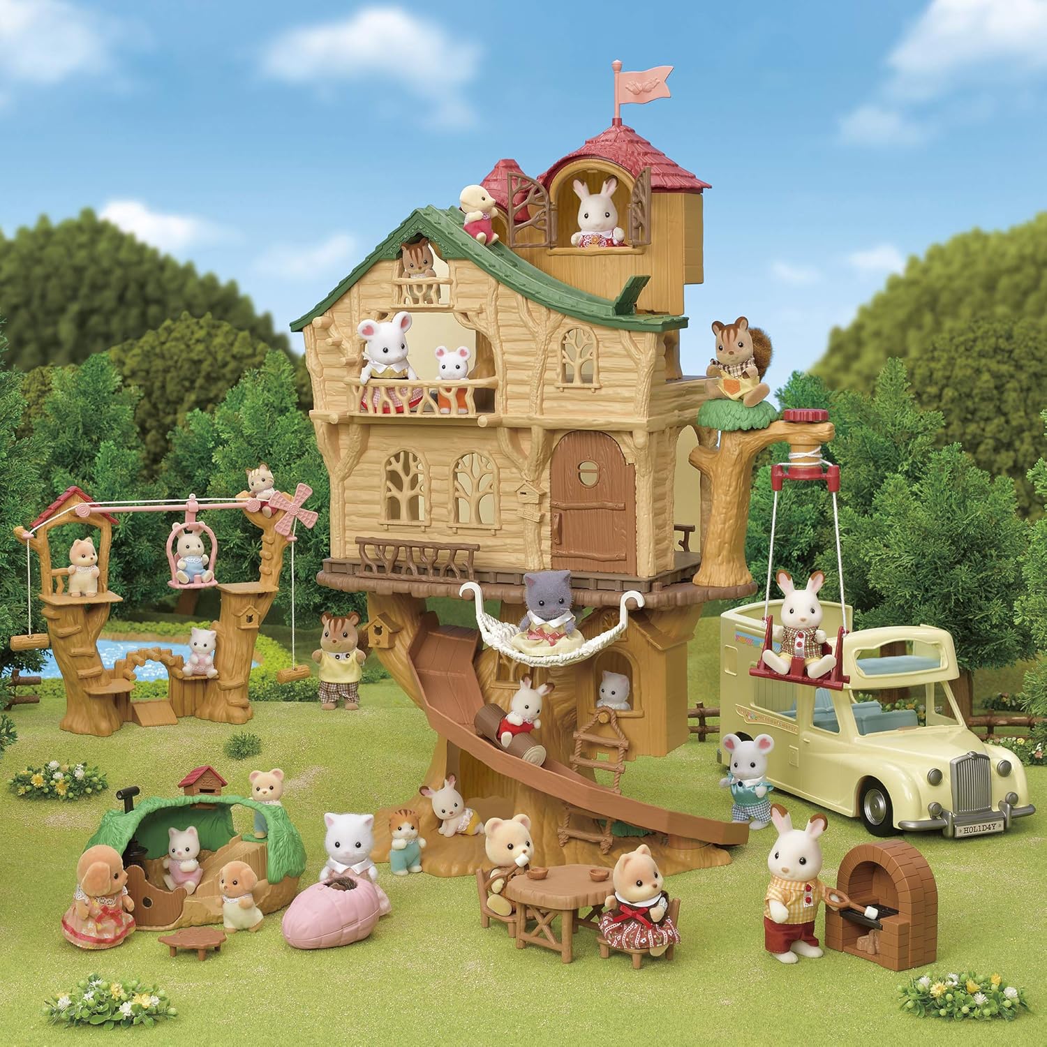 Sylvanian Families Baby Ropeway Park Playset - Ropeway Adventure with Milk Rabbit Baby 8