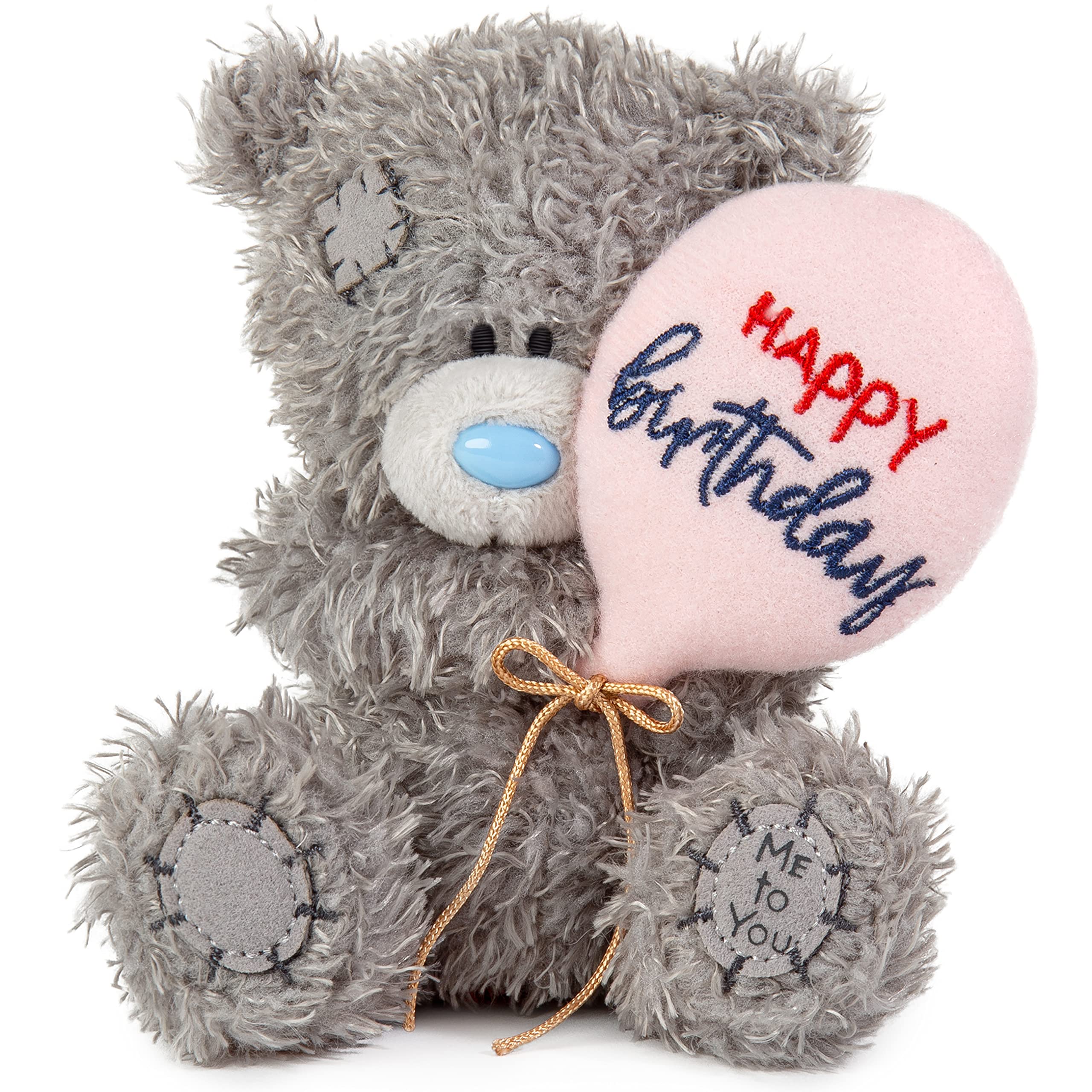 Me To You Bear Tatty Teddy - 10cm Birthday Bear Holding Balloon | Grey Nylon Plush 3