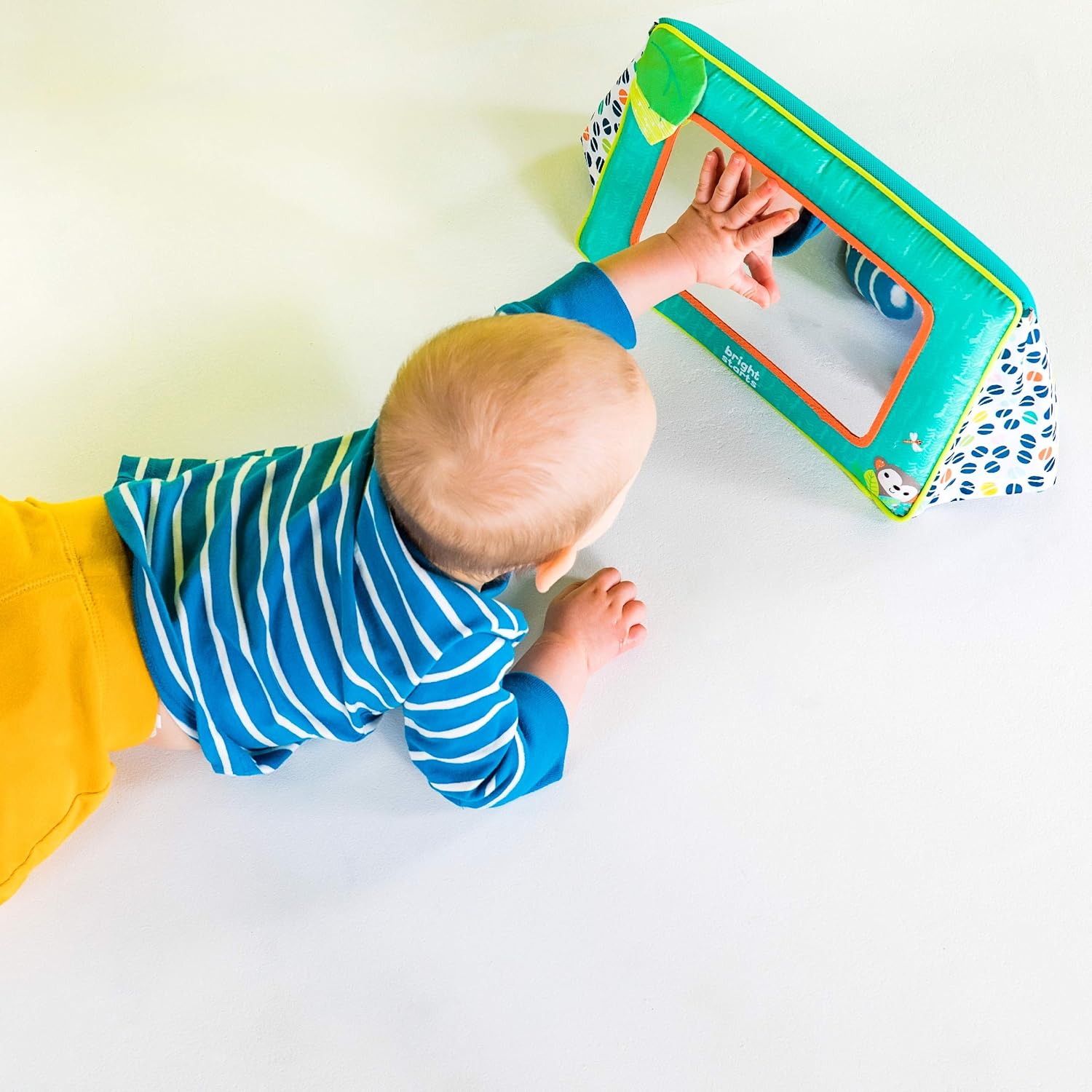 Bright Starts Sit and See Safari Floor Mirror - Crinkly Fabric & Foldable Design for Tummy Time 7