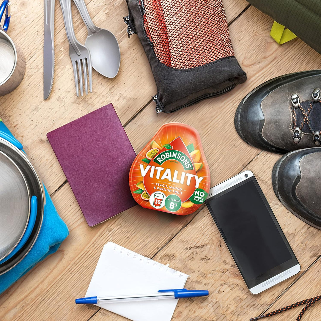 Robinsons Vitality Peach, Mango & Passion Fruit with Vitamin B3 Real Fruit Juice Concentrate