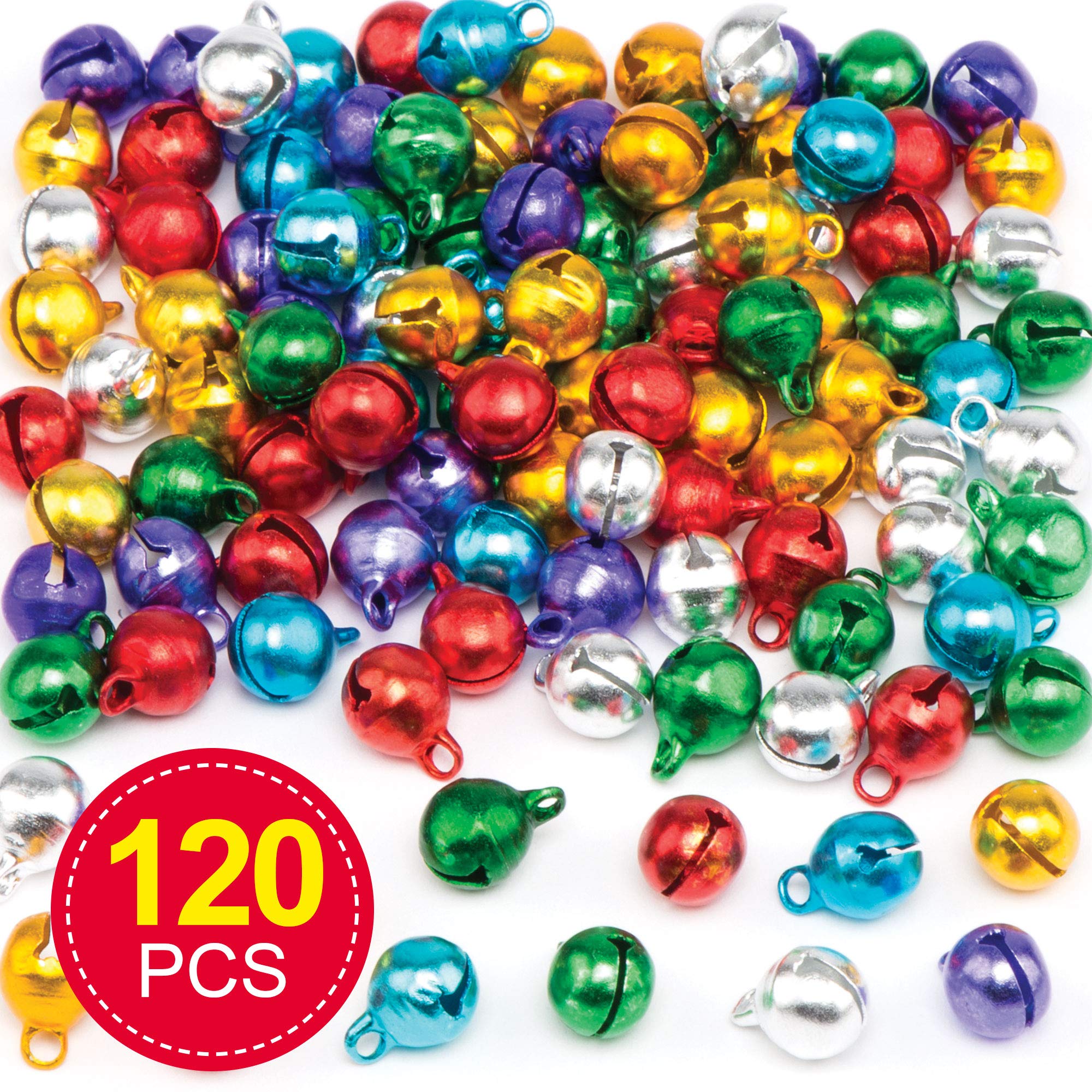 Baker Ross Mini Metallic Coloured Jingle Bells - 120-Piece Craft Set for Christmas Decorations 4