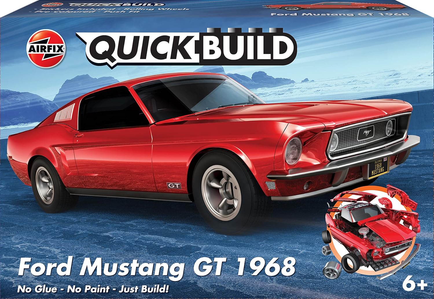 Airfix J6035 Quick Build Ford Mustang GT 1968 - Snap Together Model Kit for Kids & Adults 1