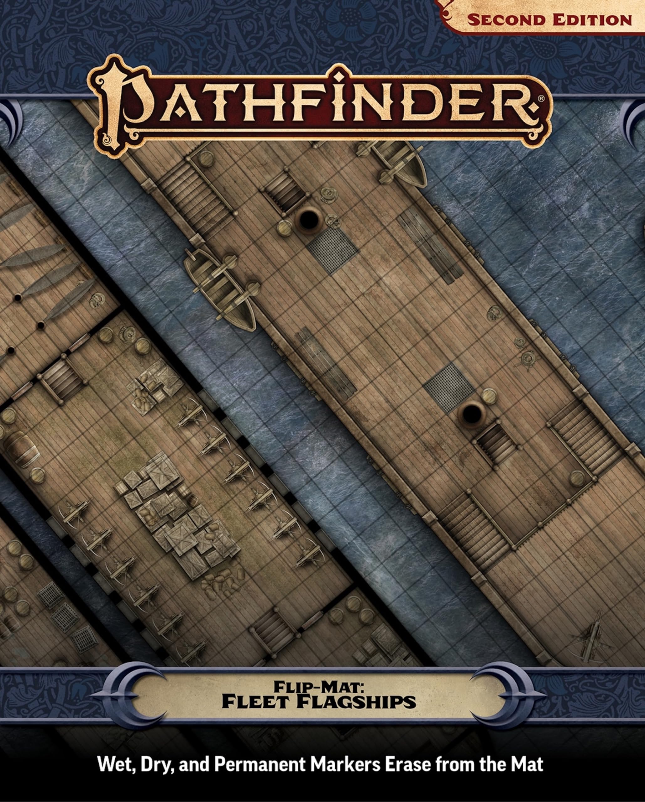 Paizo Pathfinder Flip-Mat: Fleet Flagship - Double-Sided Map for Roleplaying Games | 20.65 x 25.4 cm 1