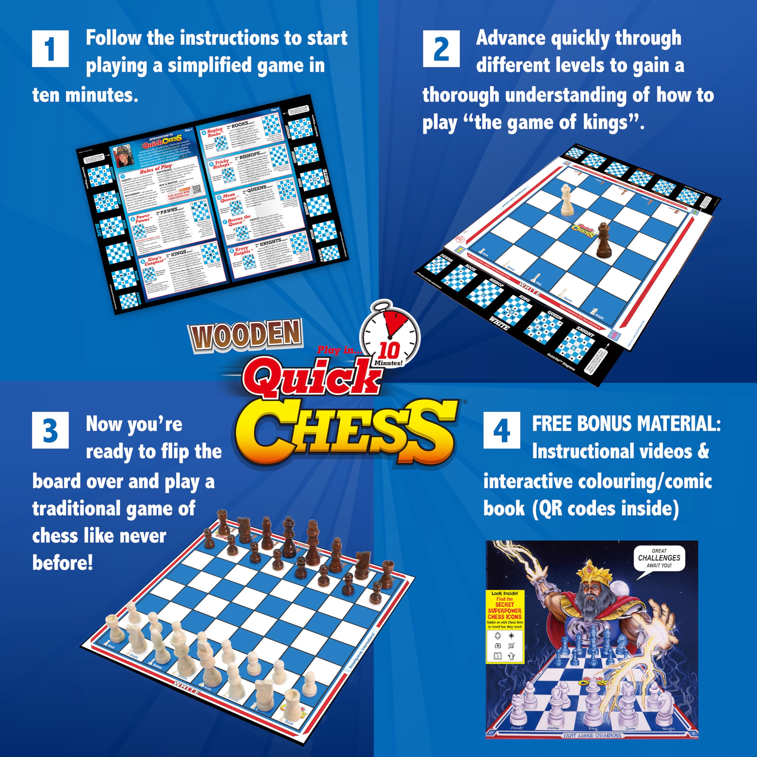 Roo Games Quick Chess - Learn Chess in a Flash! 8 Mini-Games on a Wooden Board 9