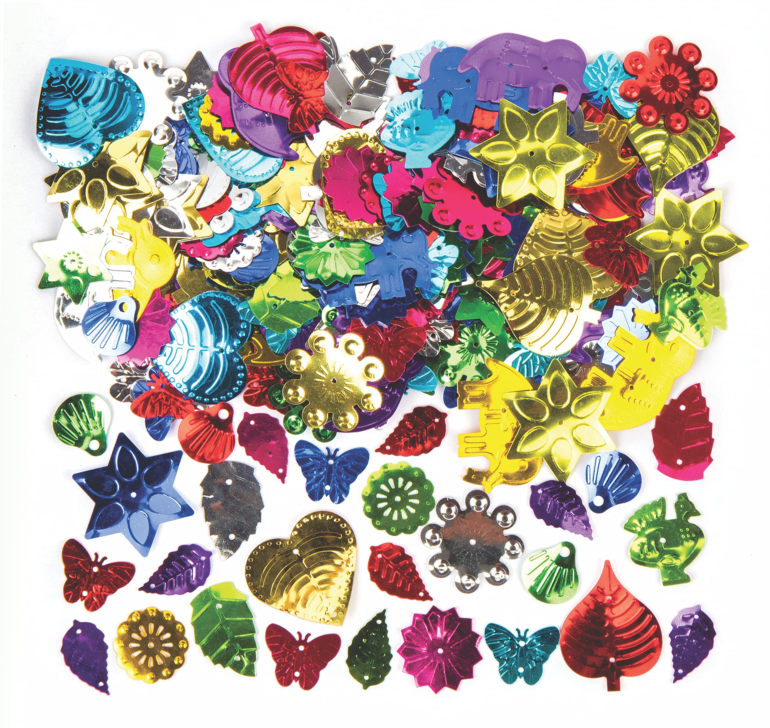 Baker Ross Jumbo Sequins for Crafting - 80g Assorted Colours & Shapes for Jewellery Making