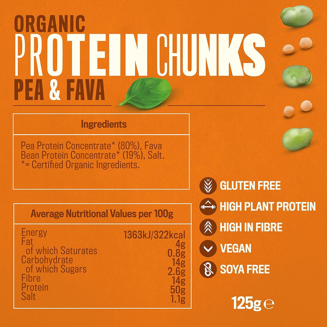 Profusion Organic Pea and Fava Protein Chunks 125g - Vegan, Gluten-Free, High Protein