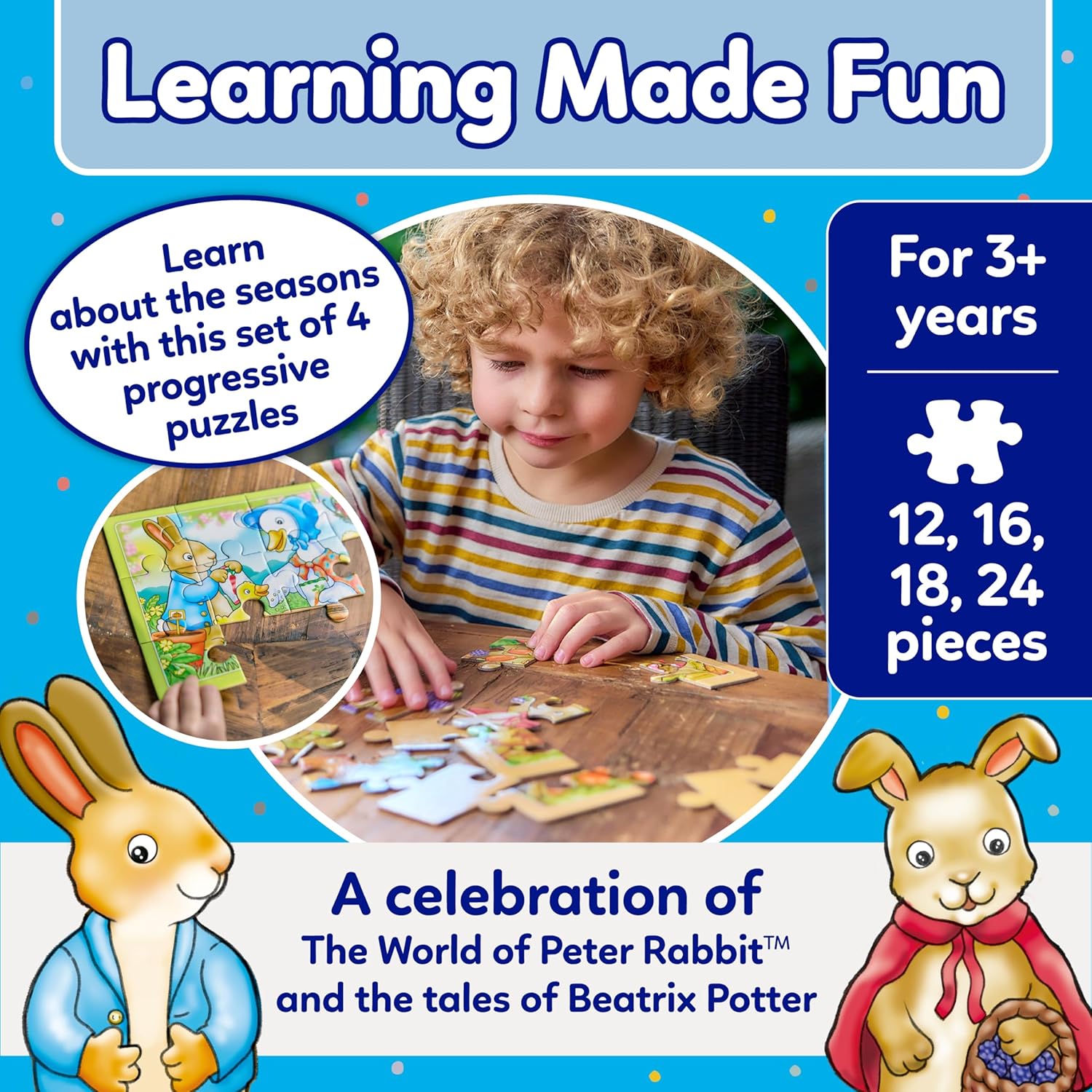 Orchard Toys Peter Rabbit 4-in-a-Box Puzzles - 12, 16, 18, 24 Piece Jigsaw Puzzle Set 5
