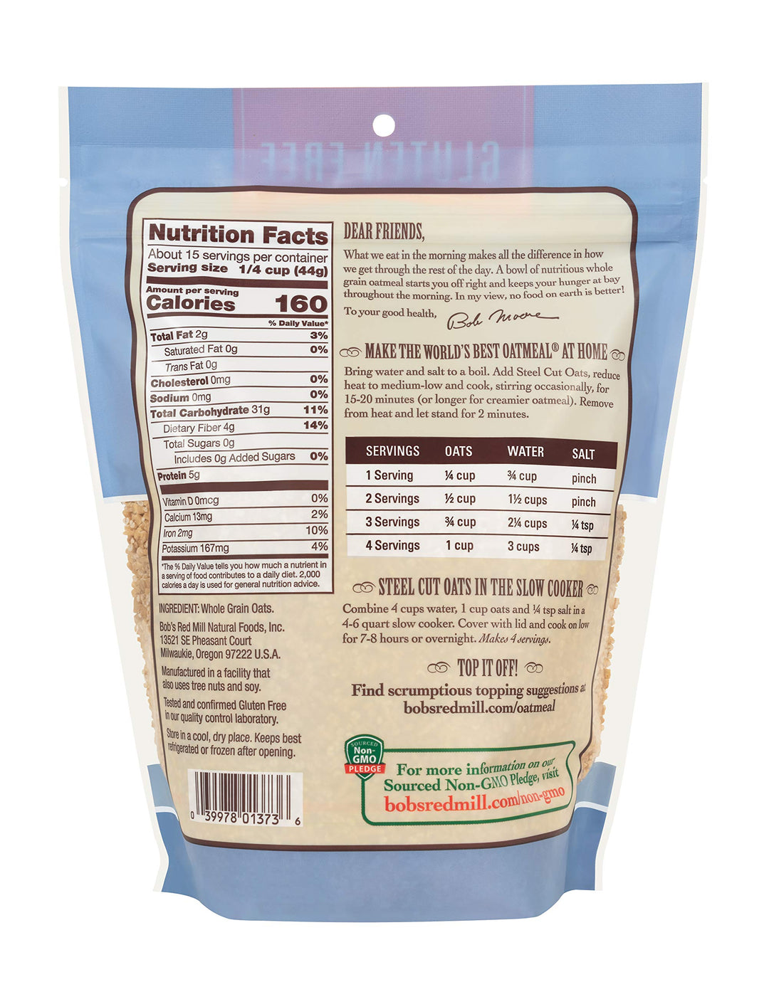Bob's Red Mill - Gluten Free Steel Cut Oats Whole Grain Cereal 680g