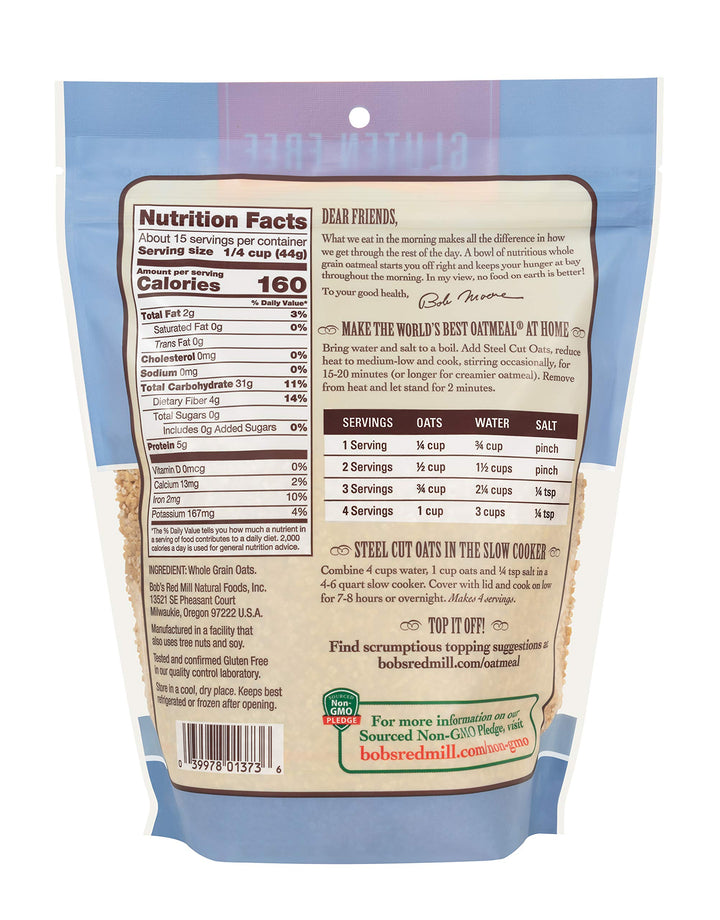 Bob's Red Mill - Gluten Free Steel Cut Oats Whole Grain Cereal 680g