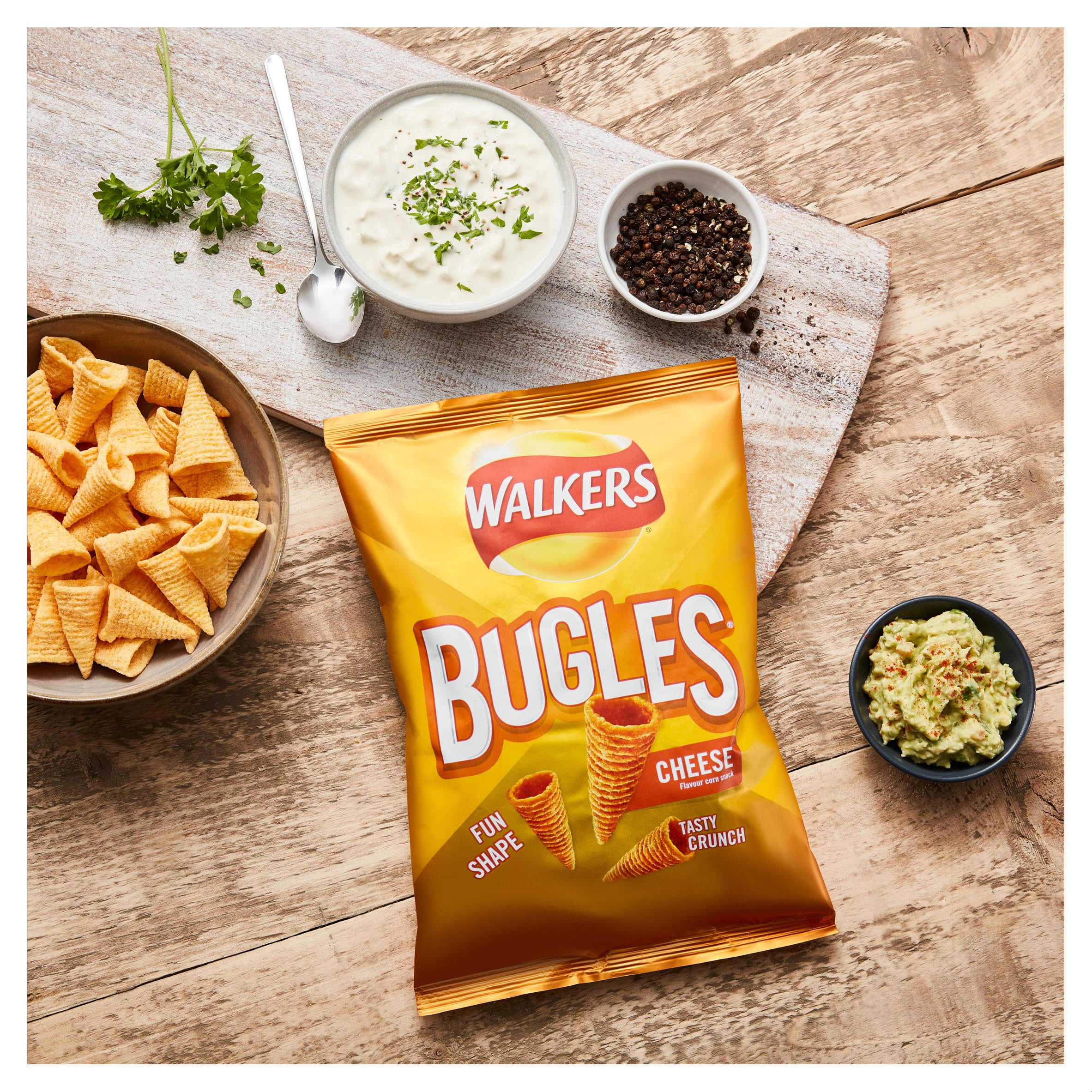 Walkers Bugles Cheese Sharing Snacks - Crunchy Corn Snack | 110g Multipack 6