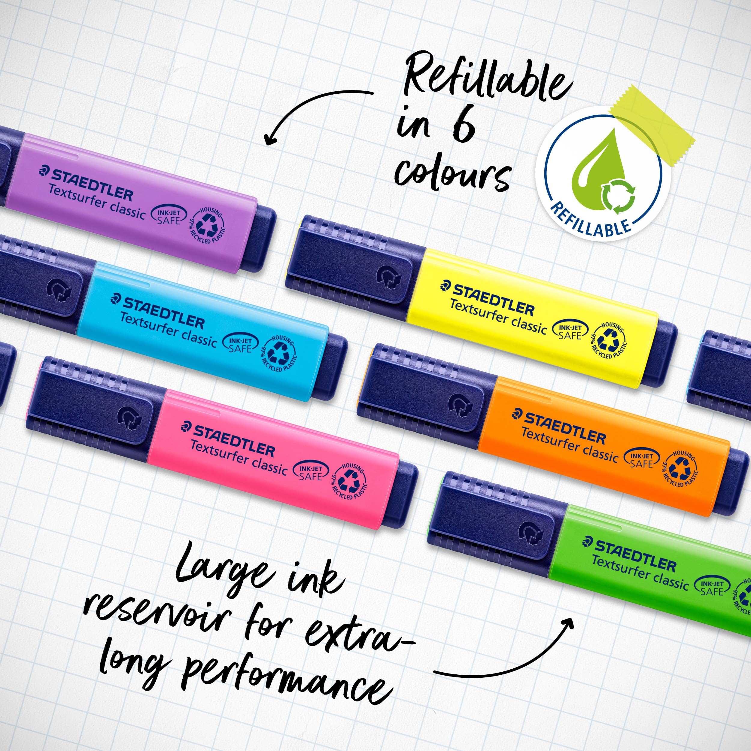 STAEDTLER Textsurfer Classic Highlighter 364 WP20 - 20 Pack Assorted Neon & Paste Colors | Chisel Tip 1-5mm 7