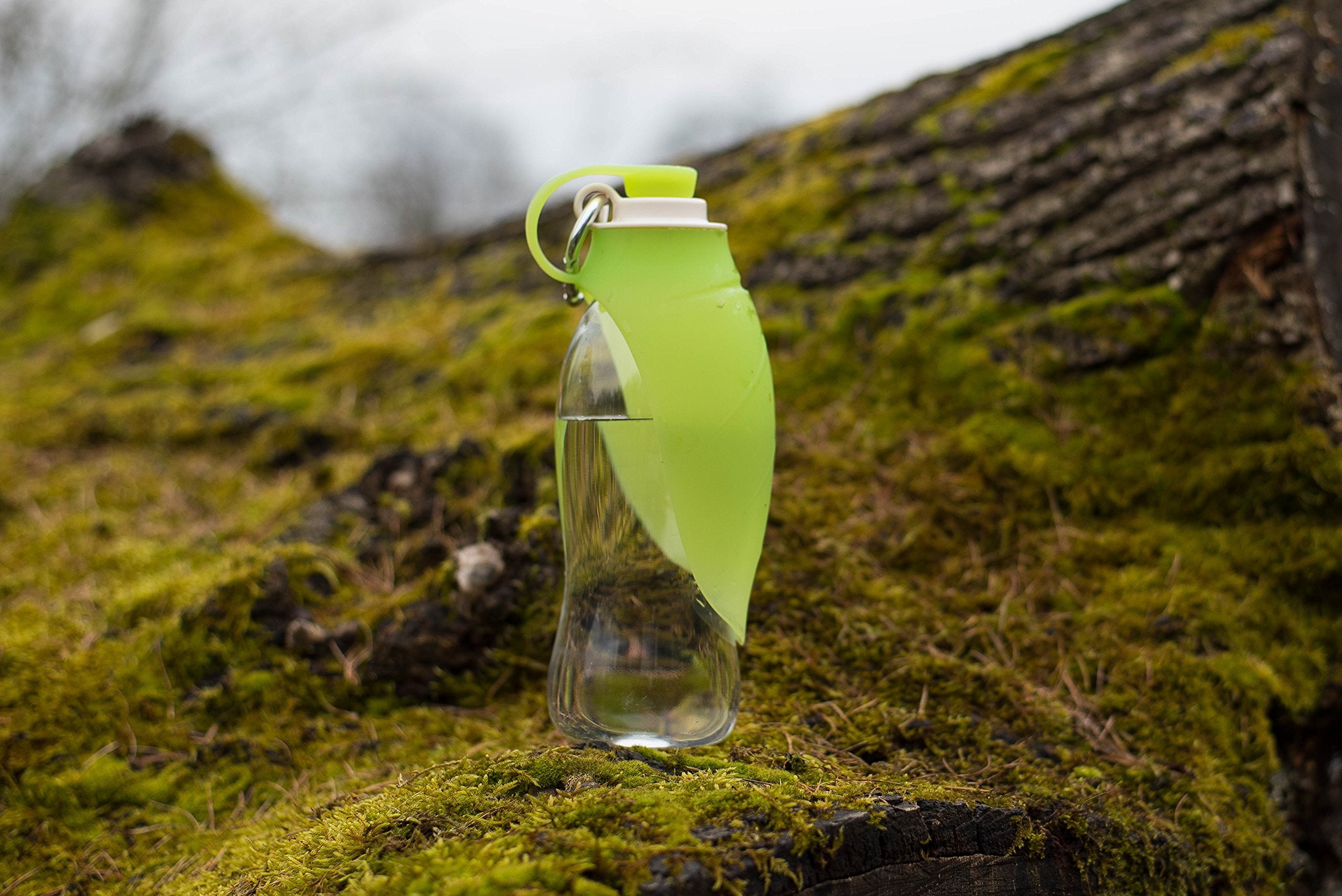 Rosewood Portable Leaf Travel Water Bottle for Large & Medium Dogs | Clear/Green Plastic 4