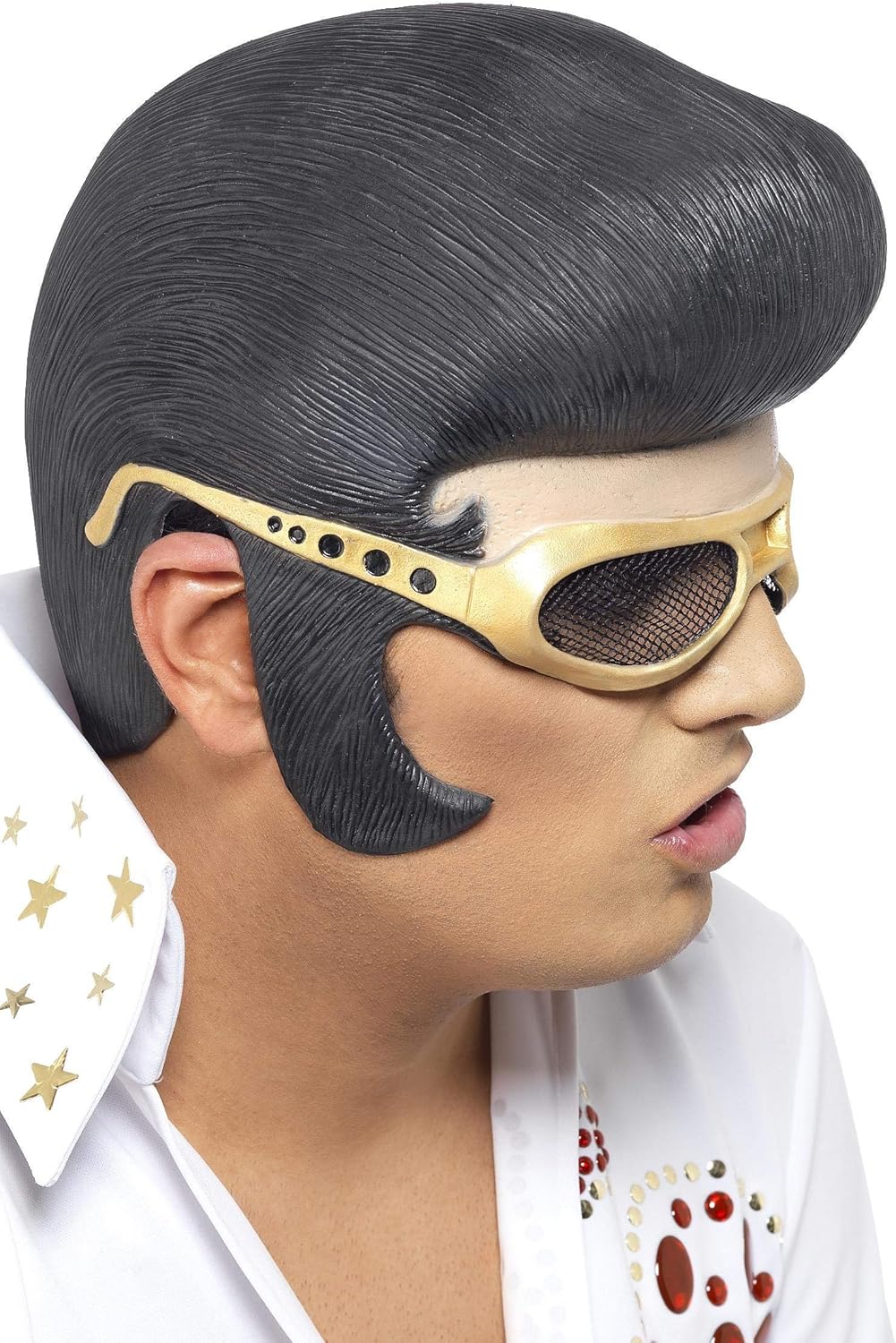 Elvis Headpiece Costume Accessory - Black with Gold Shades & Hair 1