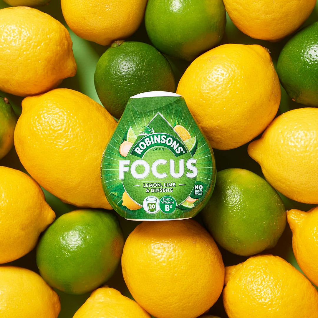 Robinsons Focus Benefit Drops Lemon, Lime & Ginseng with Vitamin B3 and Zinc - 50ml