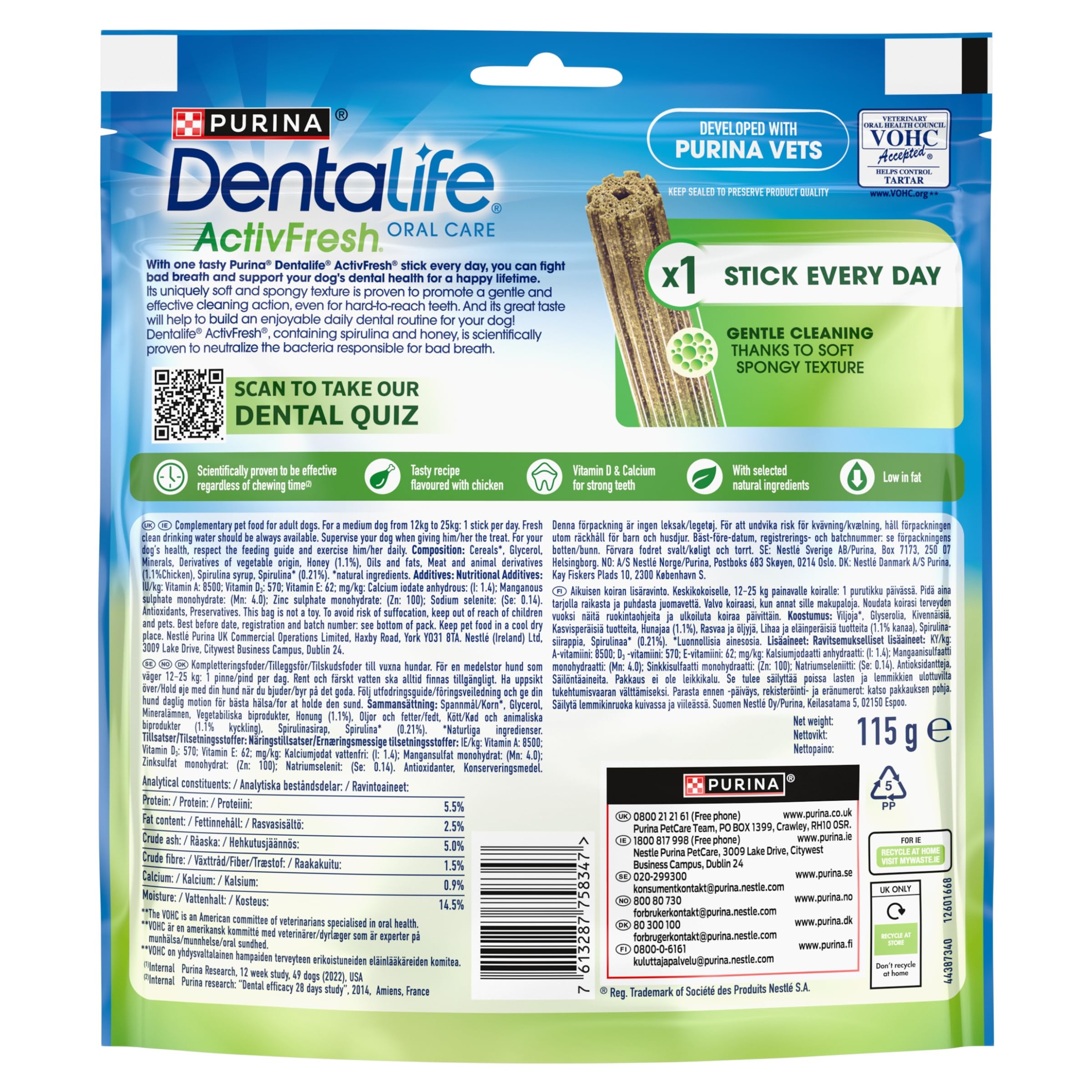Dentalife ActivFresh Medium Dental Sticks for Adult Dogs with Chicken Flavor - 5 Sticks 9
