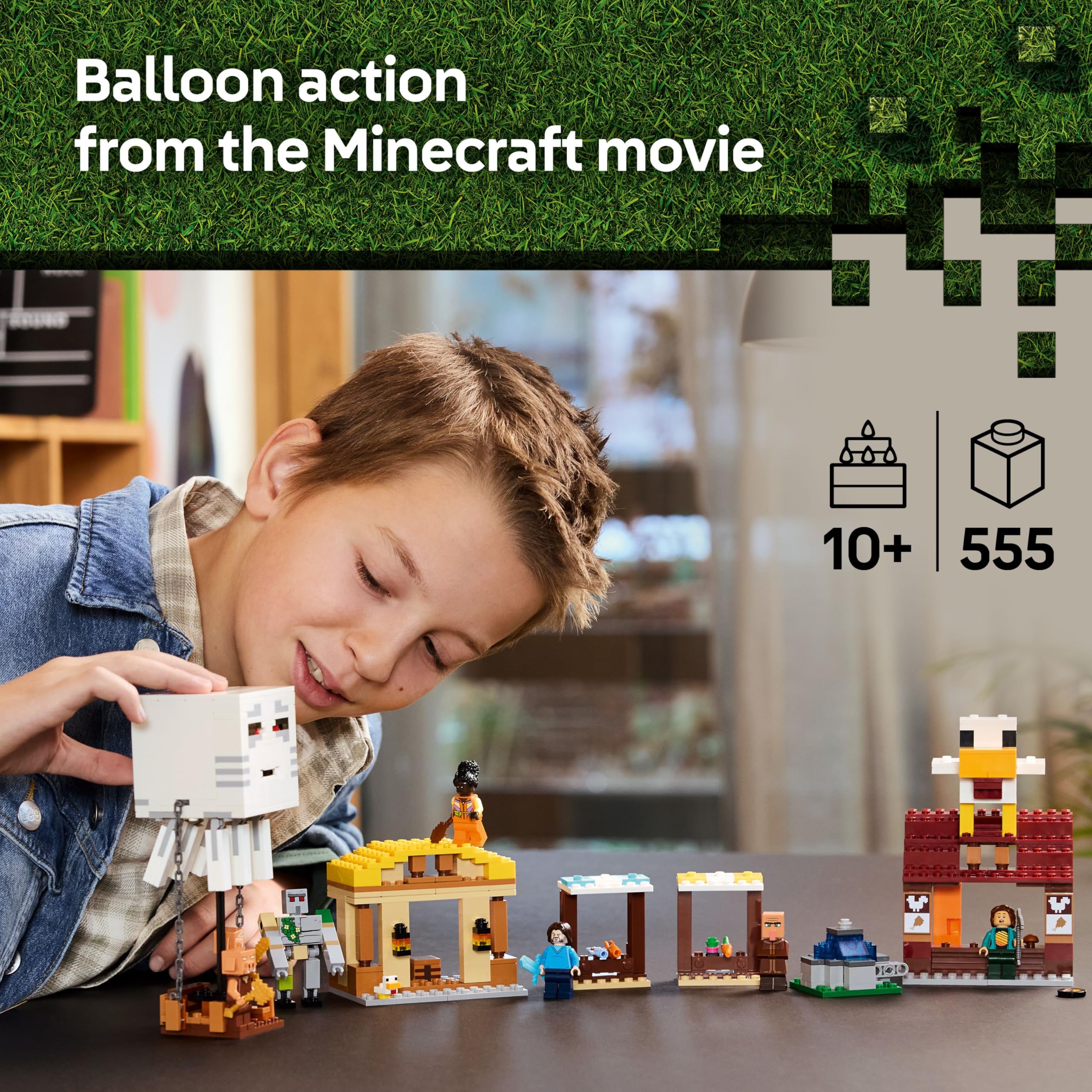 LEGO Minecraft Ghast Balloon Village Attack Set - 555-Piece Building Toy for Ages 10+ 4