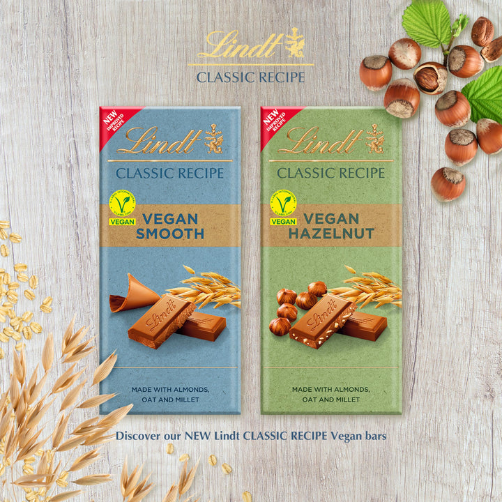 Lindt Classic Recipe Vegan Chocolate Bar, 100g - Creamy Oat Milk Chocolate with Almonds