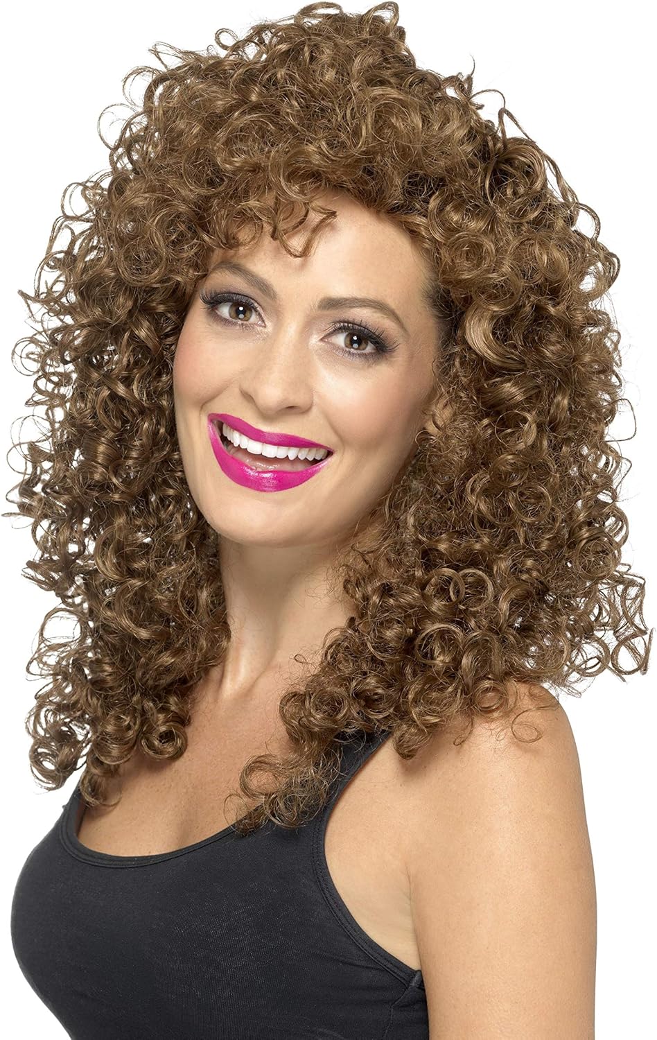 Smiffys Boogie Babe Long Curly Brown Wig 1