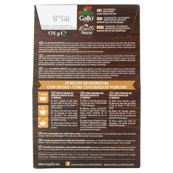Riso Gallo - My Risotto Perfetto Vegan Porcini Mushroom, 175 g (Pack of 6)