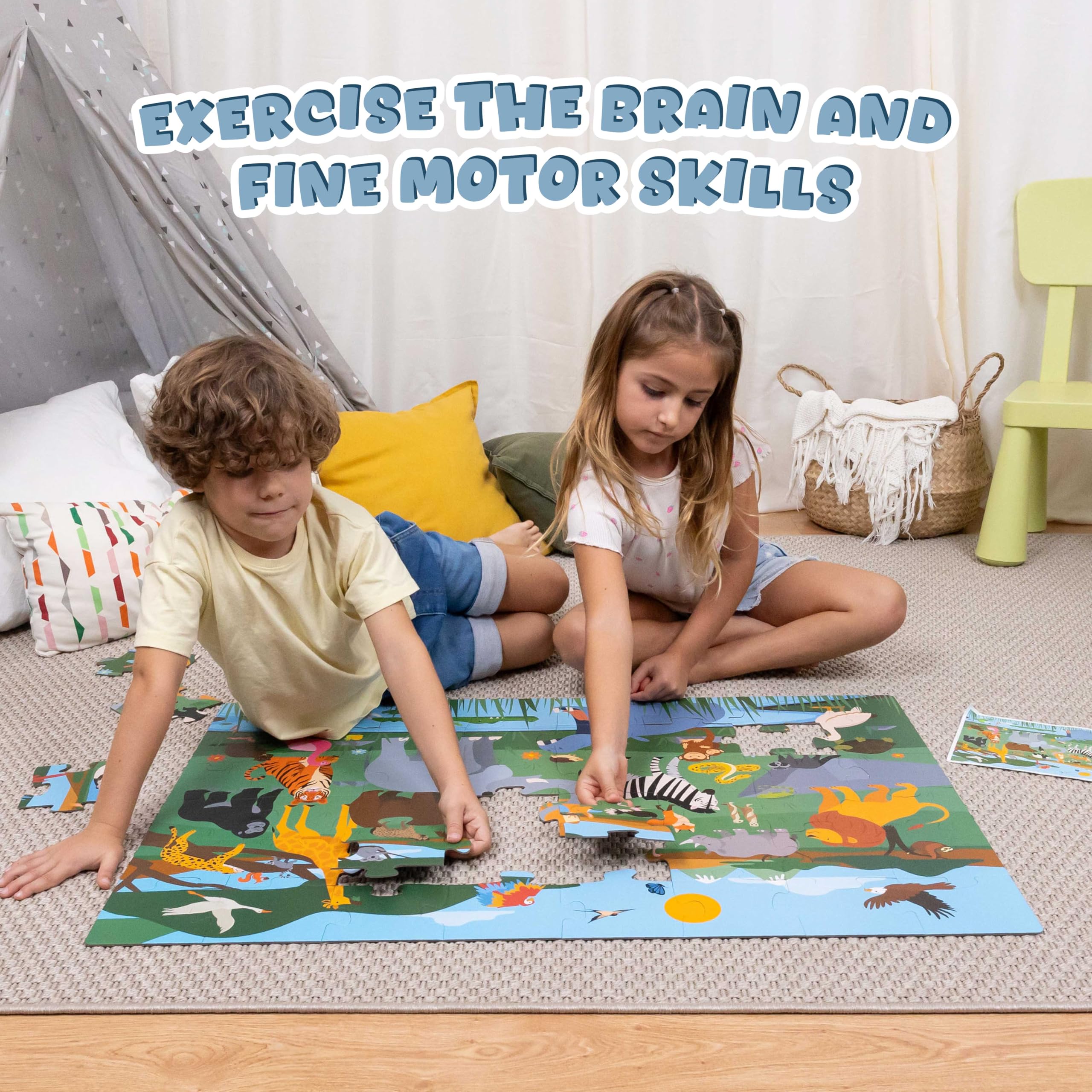 BONNYCO Giant Jungle Floor Puzzle - 48 Large Pieces | 92 cm x 62 cm | Ages 2-99 8