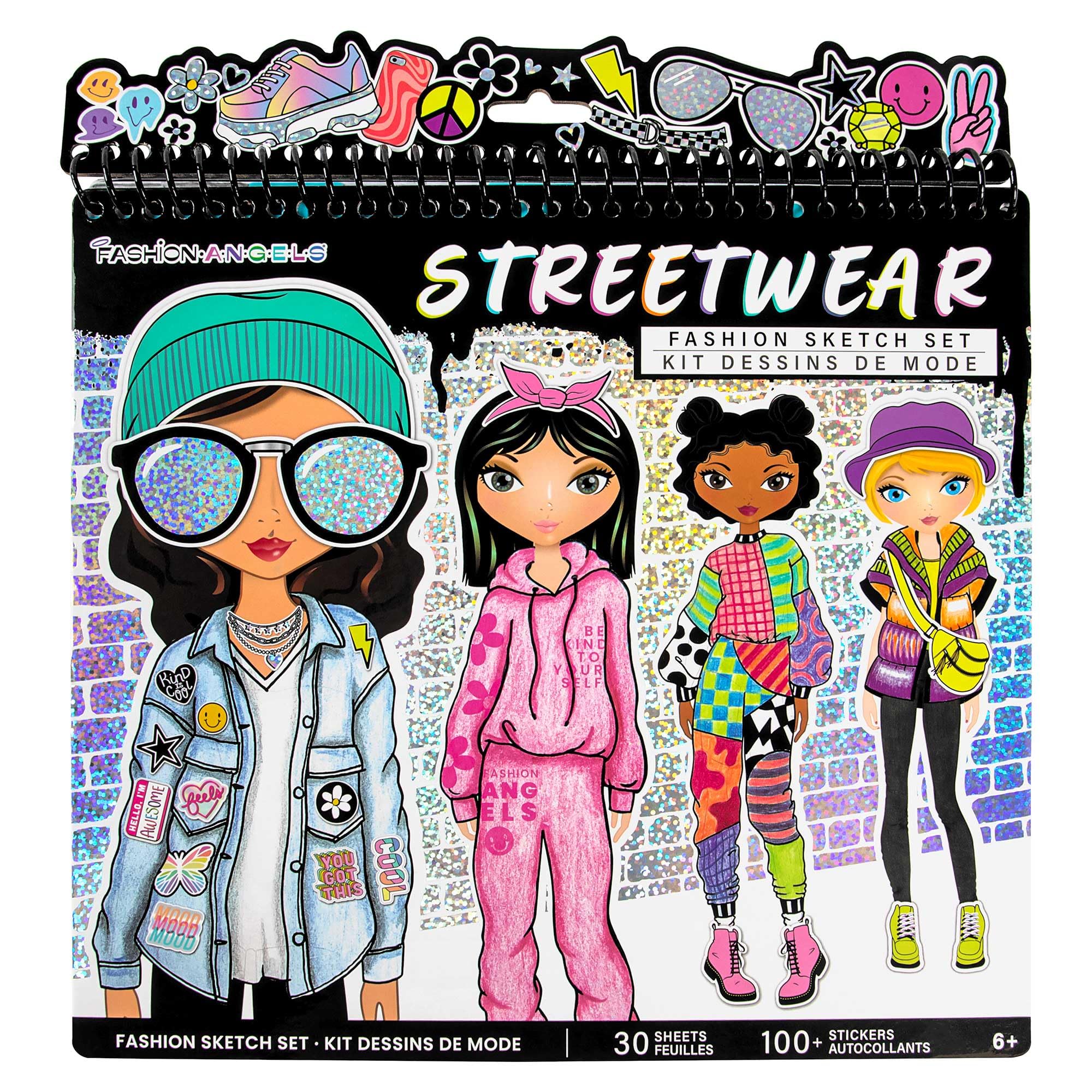 Fashion Angels Streetwear Fashion Design Sketch Portfolio - 30 Sheets | 4 Stencils | 100+ Stickers 5