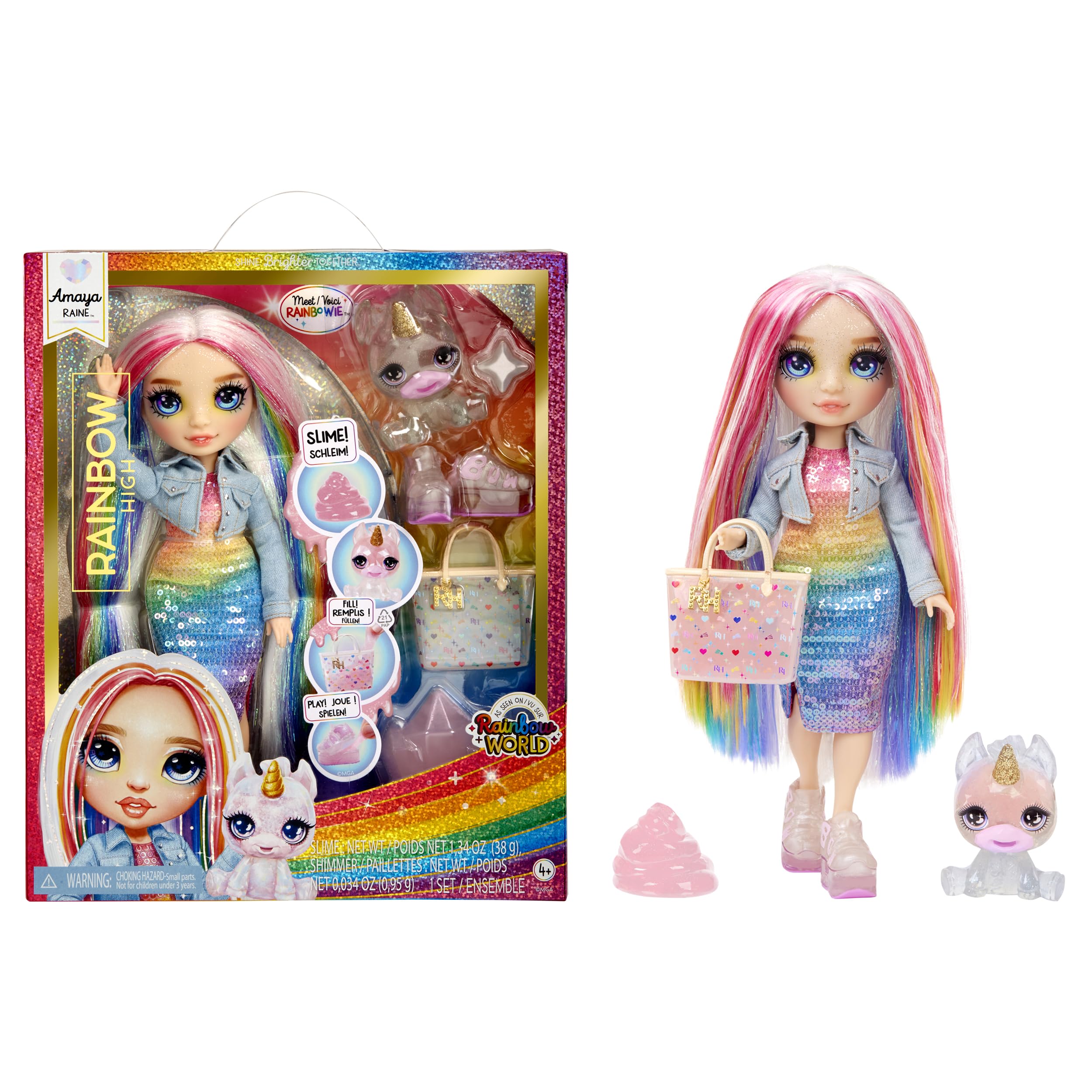 Rainbow High Amaya Fashion Doll with Sparkle Slime & Magical Pet - 28 cm Poseable Doll with Customizable Accessories 1