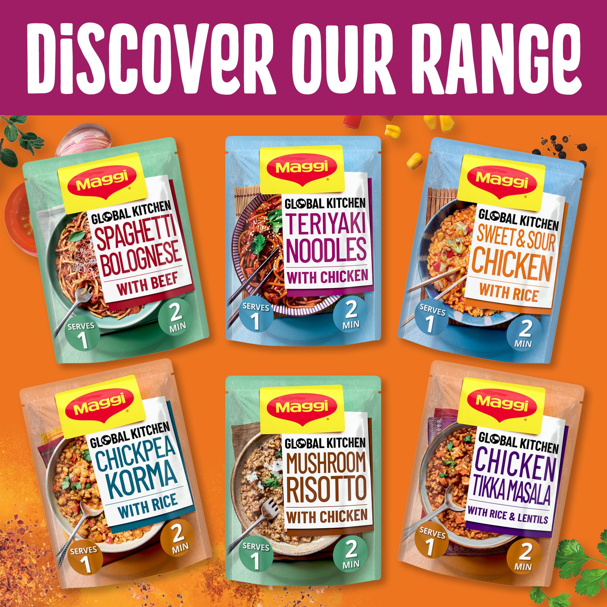 MAGGI Global Kitchen Chicken Tikka Masala with Rice & Lentils - Ready in 2 Minutes | 260g 4