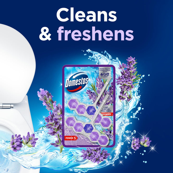 Domestos - Power 5 Lavender Toilet Rim Blocks 2x 50 g