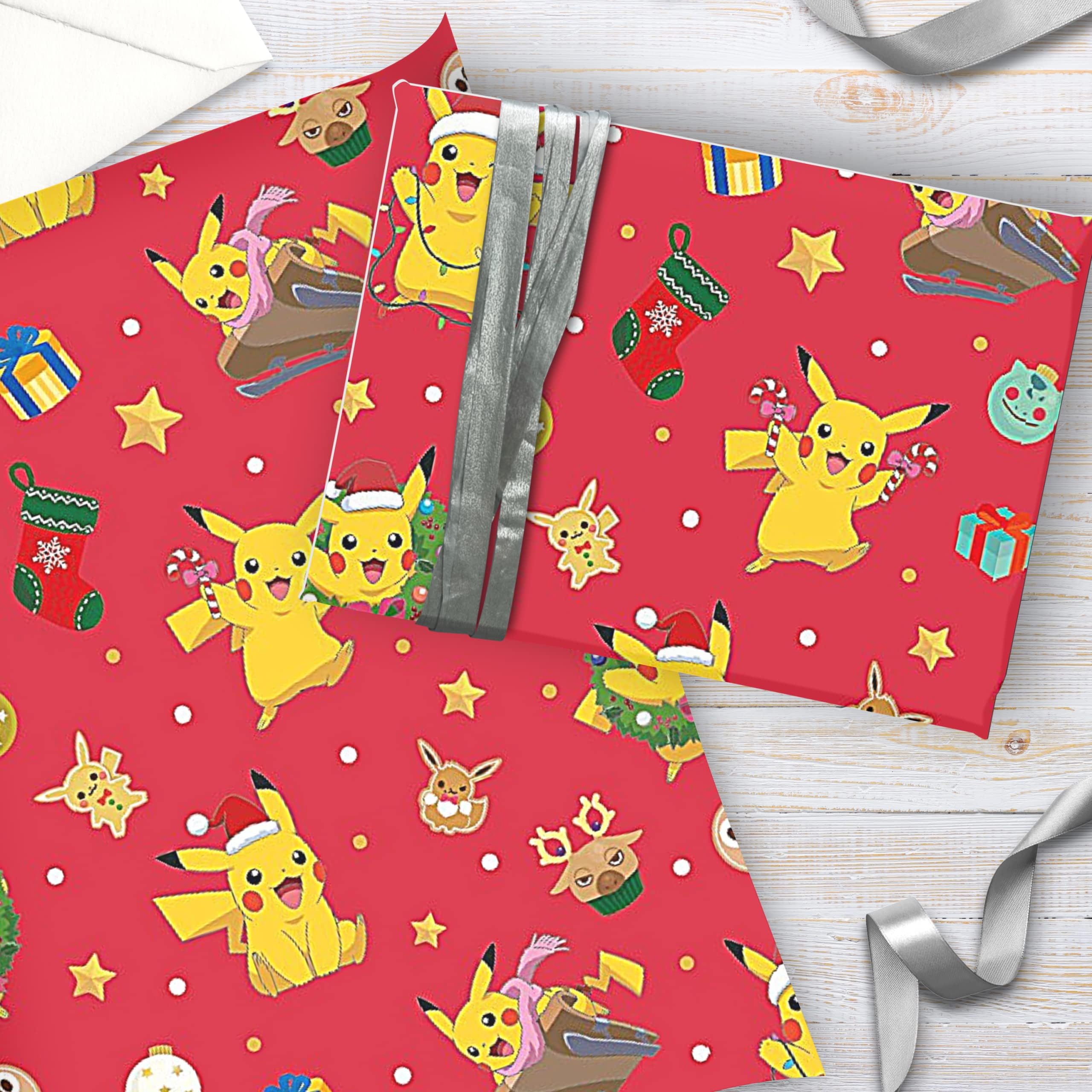 Danilo Promotions Pokemon Christmas Wrapping Paper - 4 Sheets, Pikachu Design | 70cm x 50cm 5