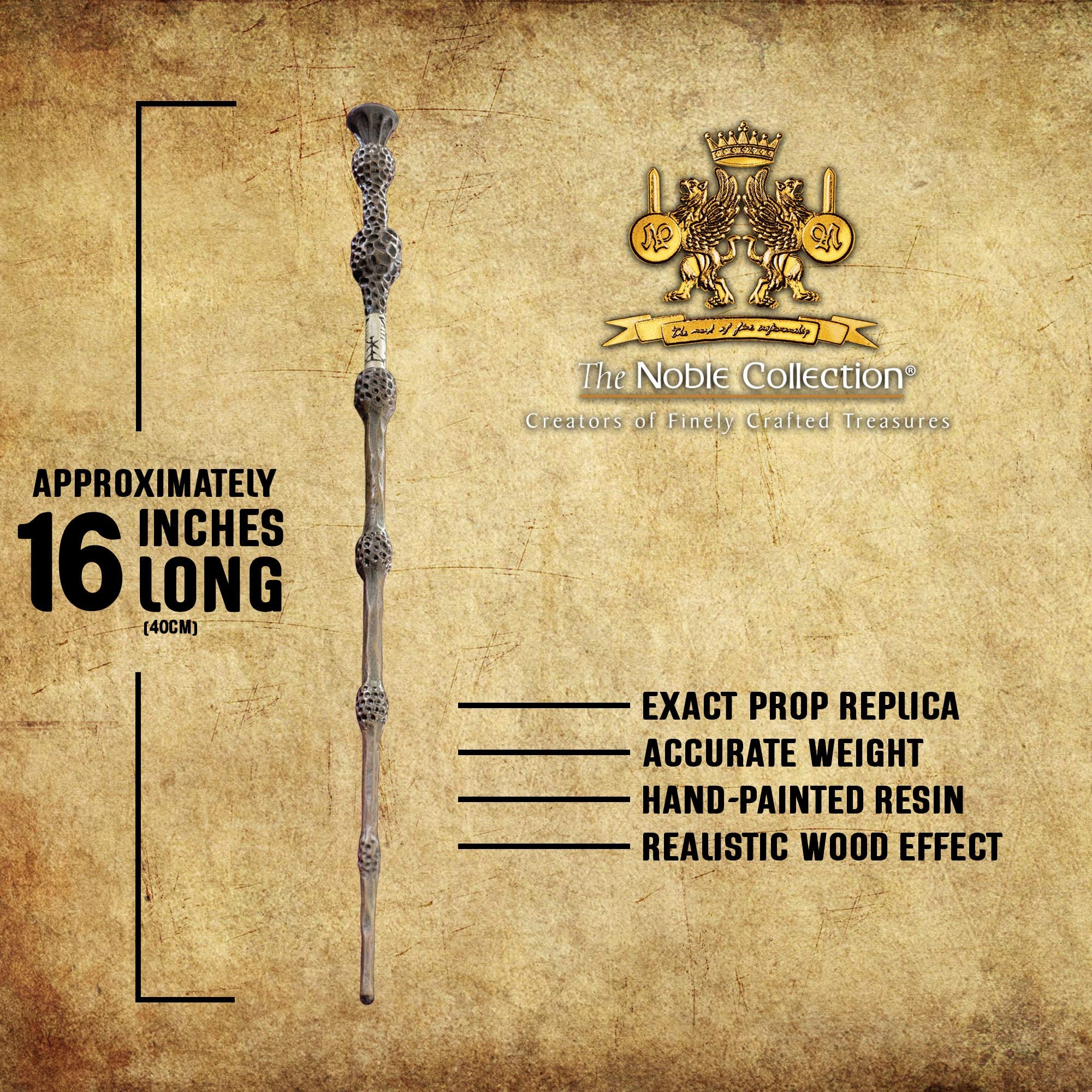 La Noble Collection Baguette Gellert Grindelwald dans une boîte de collection Baguette Gellert Grindelwald de 15 pouces avec boîte de baguette de collection 7