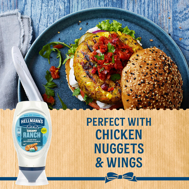 Hellmann's Creamy Ranch Sauce - Buttermilk & Garlic Flavored Condiment, 100% Recyclable Bottle