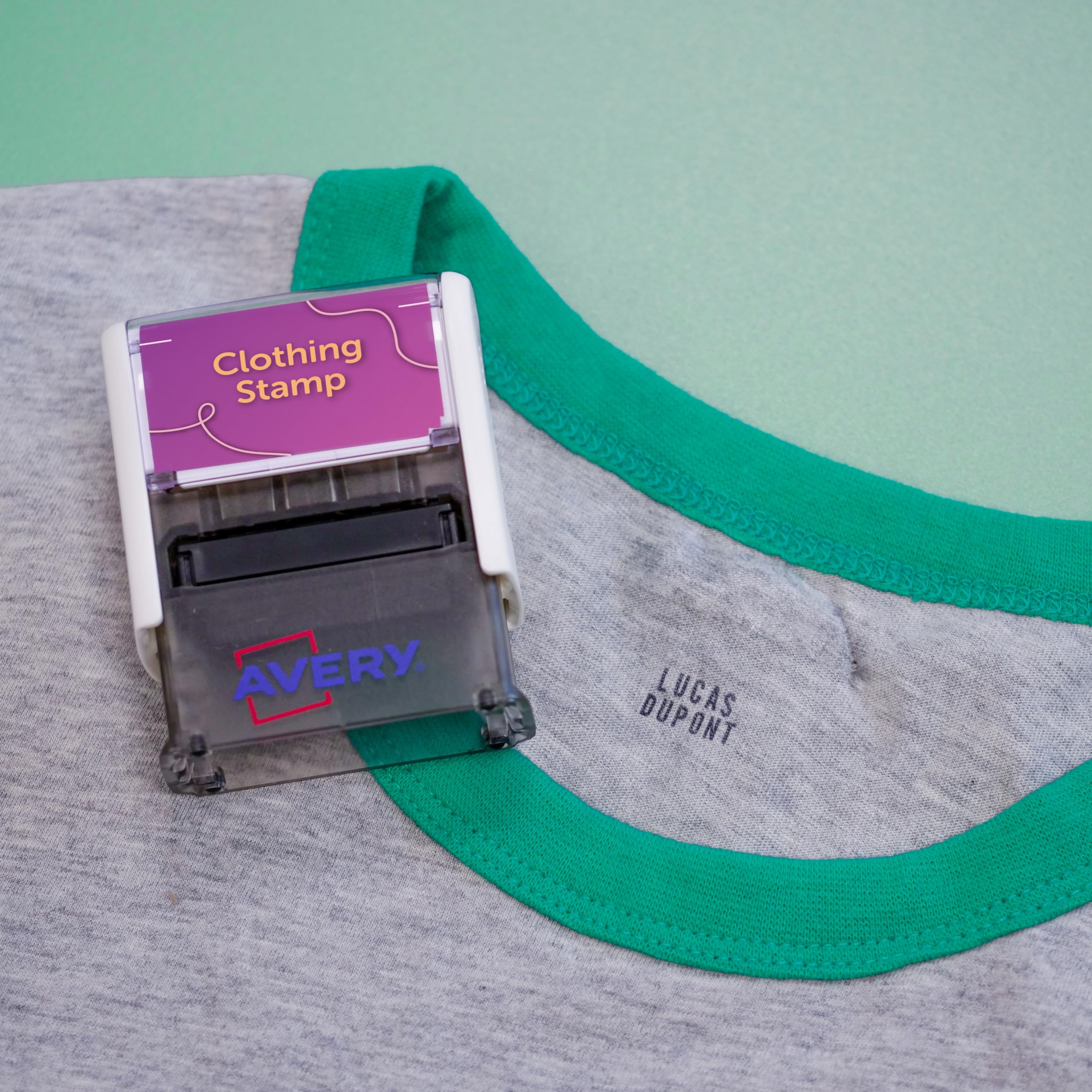 AVERY Clothing Name Stamp - Customisable for Kids & School | 1,000+ Impressions | Wash/Dry Safe