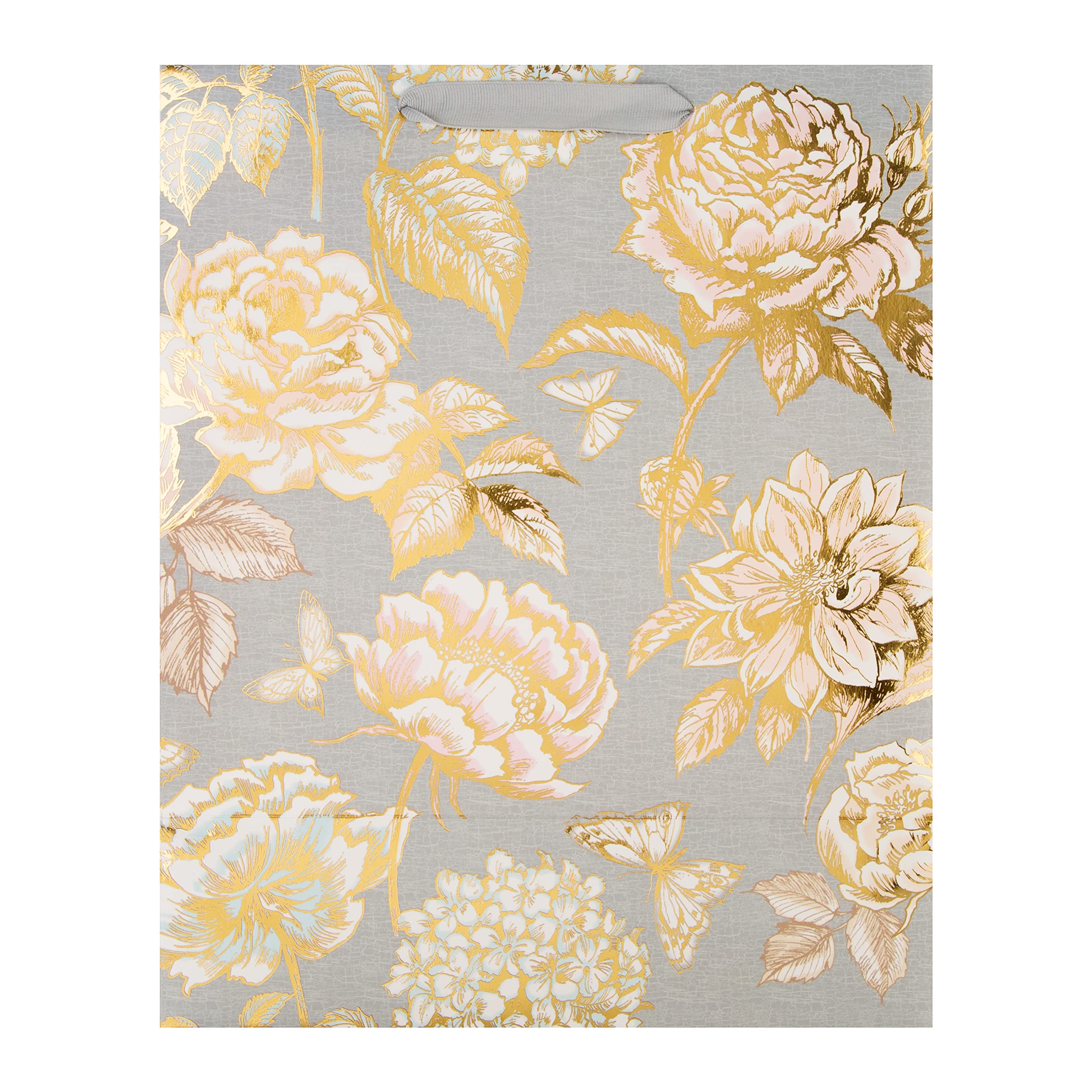 Hallmark Large Gift Bag - Foiled Floral Design | 33cm x 26.5cm x 14.6cm | Includes Gift Tag 7
