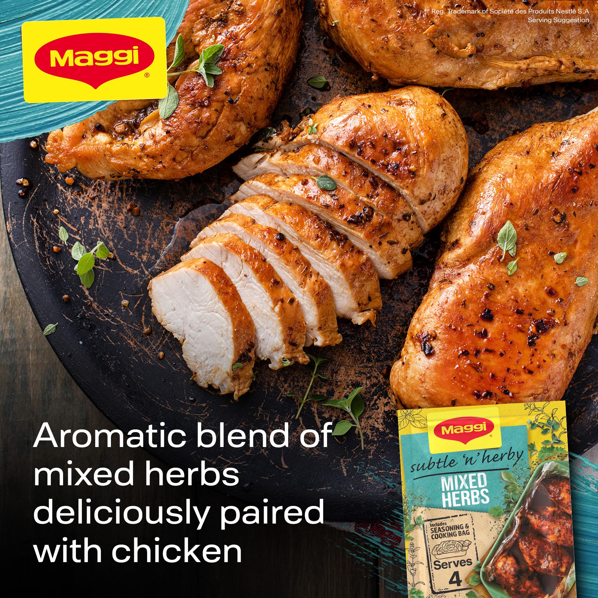 MAGGI So Juicy Mixed Herbs Hähnchengewürz mit Kochbeutel, 30g 10