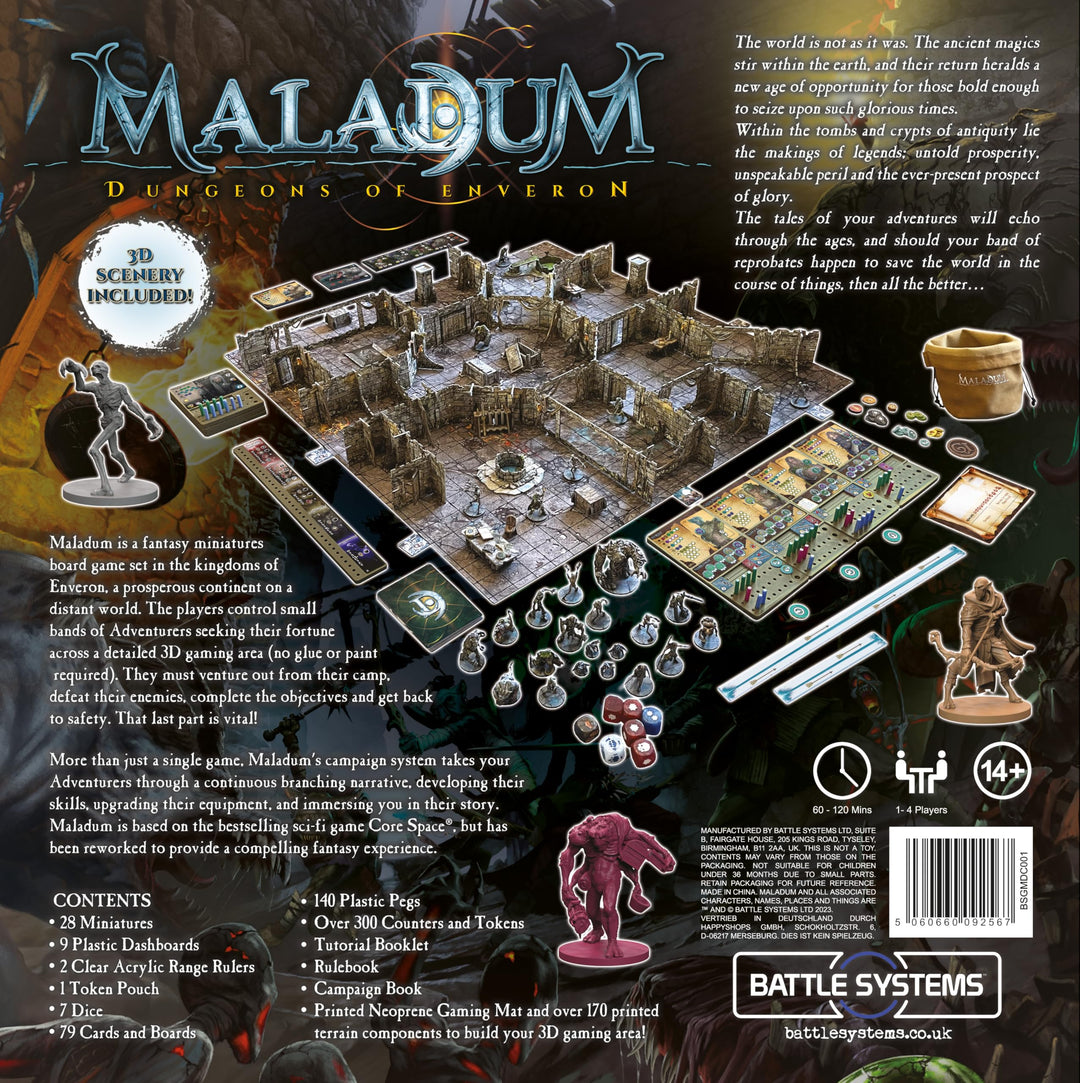 Battle Systems Maladum Dungeons of Enveron Starter Set - Fantasy Miniature Board Game