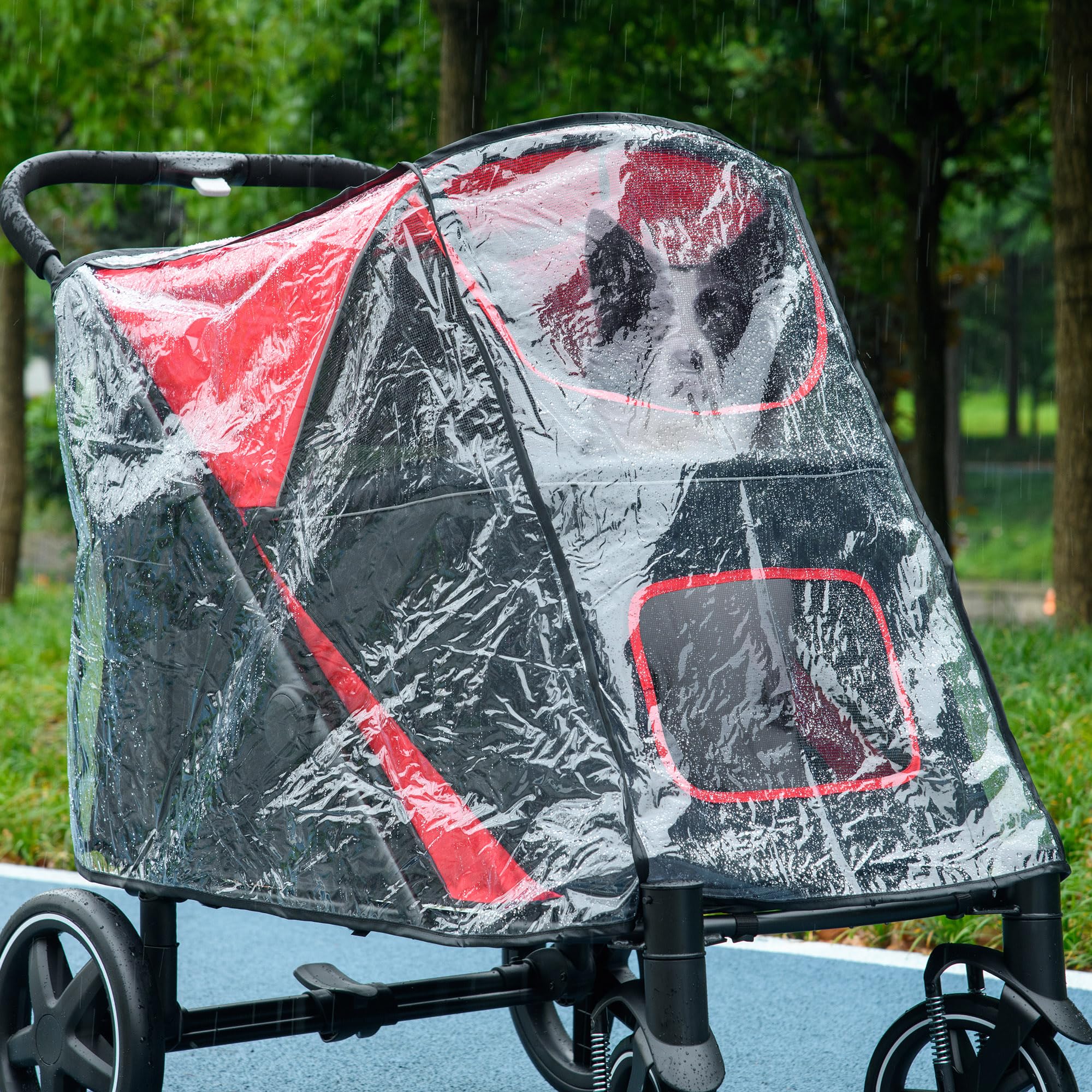 PawHut Dog Stroller Rain Cover - Transparent Plastic | Fits D00-167V01RD/D00-167V00CG | Foldable