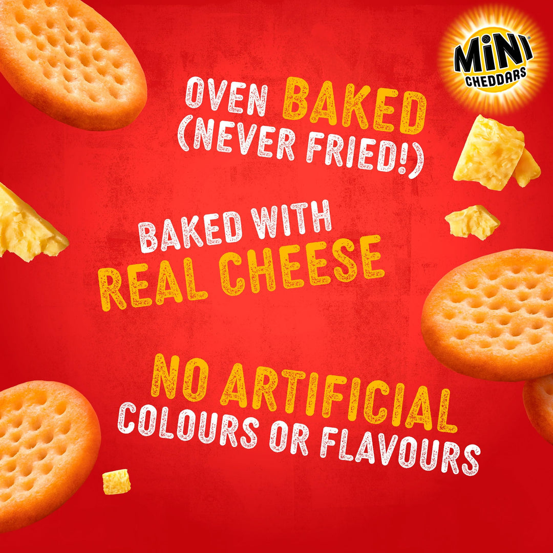 Jacob's Mini Cheddars Red Leicester Flavour Multipack Crisps, Oven-Baked with Real Cheese